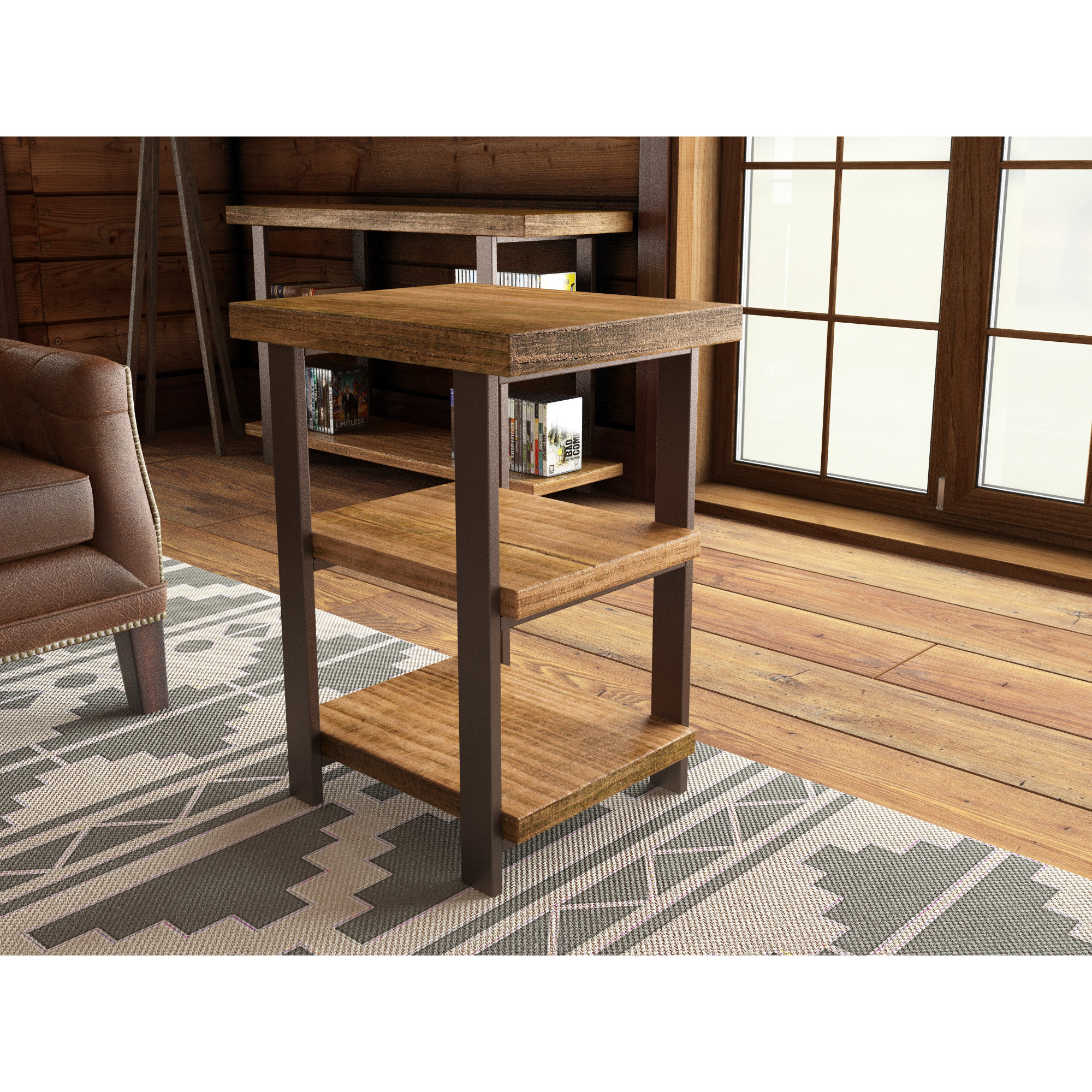 Somers 2Shelf Reclaimed Wood/Metal End Table Wayfair