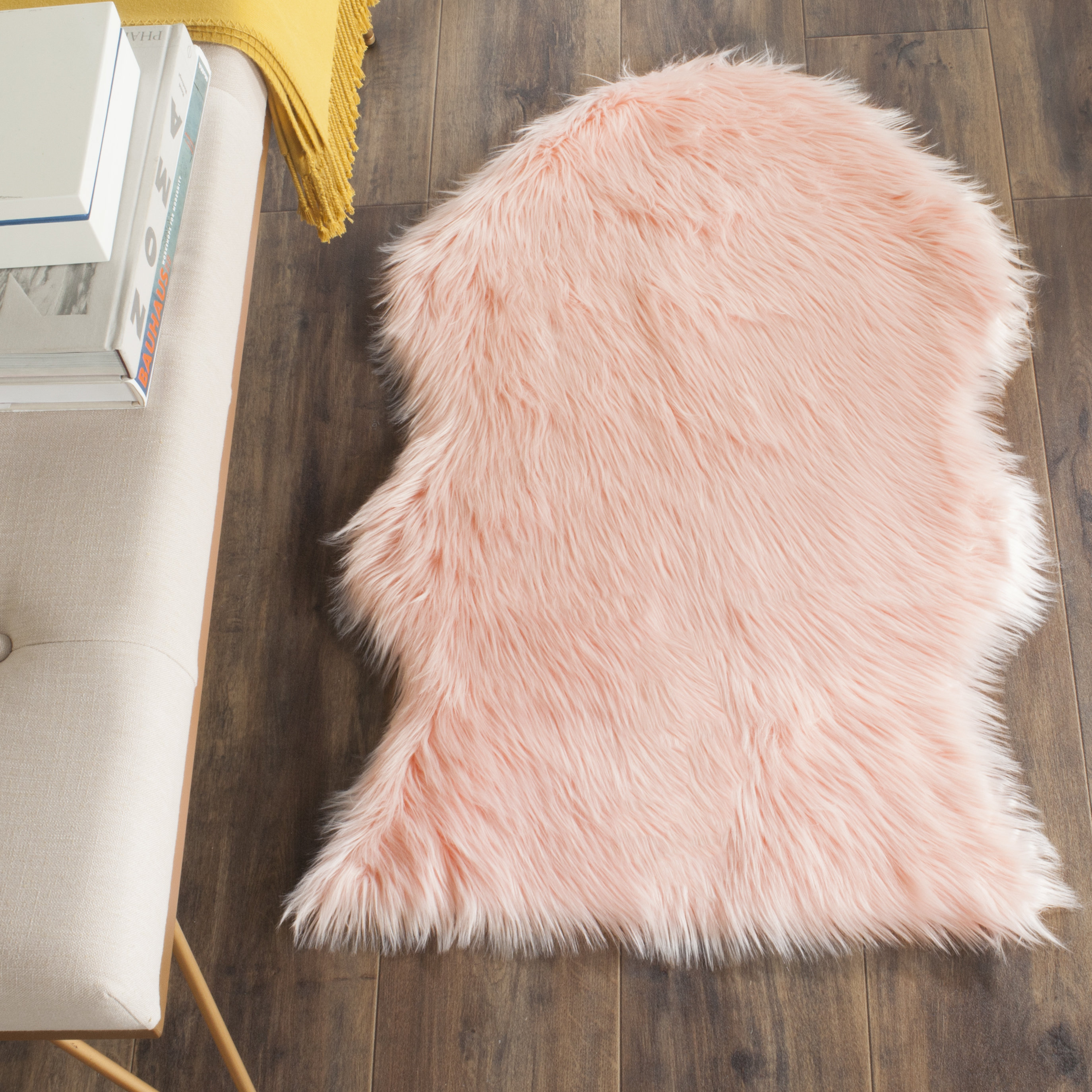 House of Hampton Berman Faux Sheep Skin Pink Area Rug & Reviews Wayfair