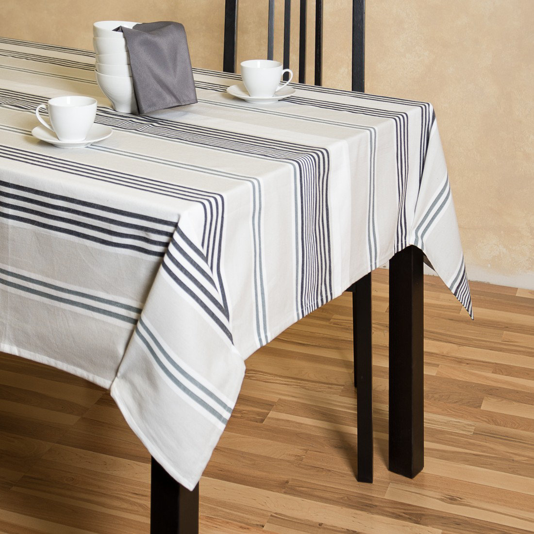 Linen Tablecloth Granite Stripes Rectangular Cotton Tablecloth