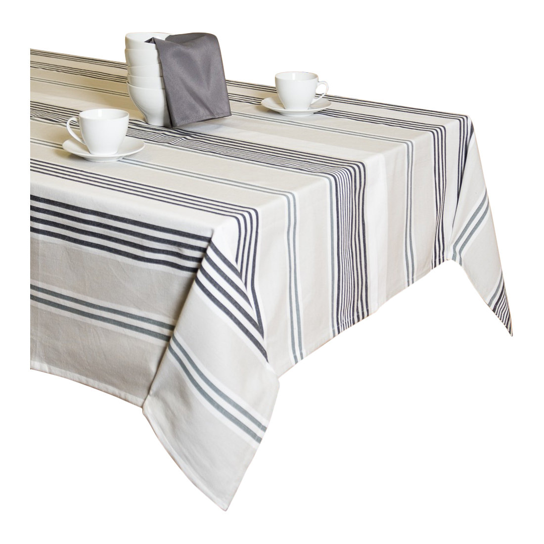 Linen Tablecloth Granite Stripes Rectangular Cotton Tablecloth