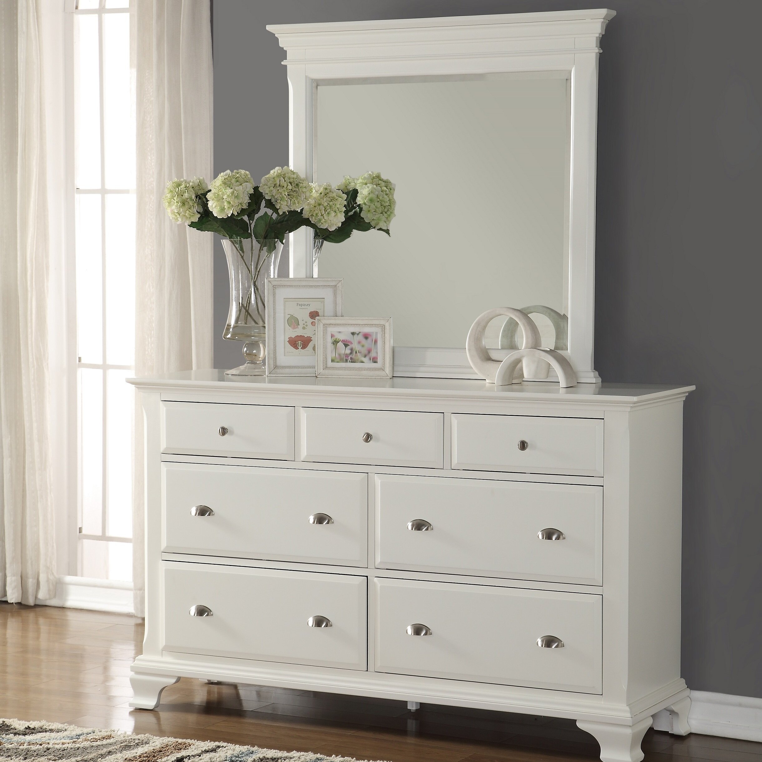 Roundhill Furniture Laveno 7 Drawer Dresser with Mirror & Reviews | Wayfair