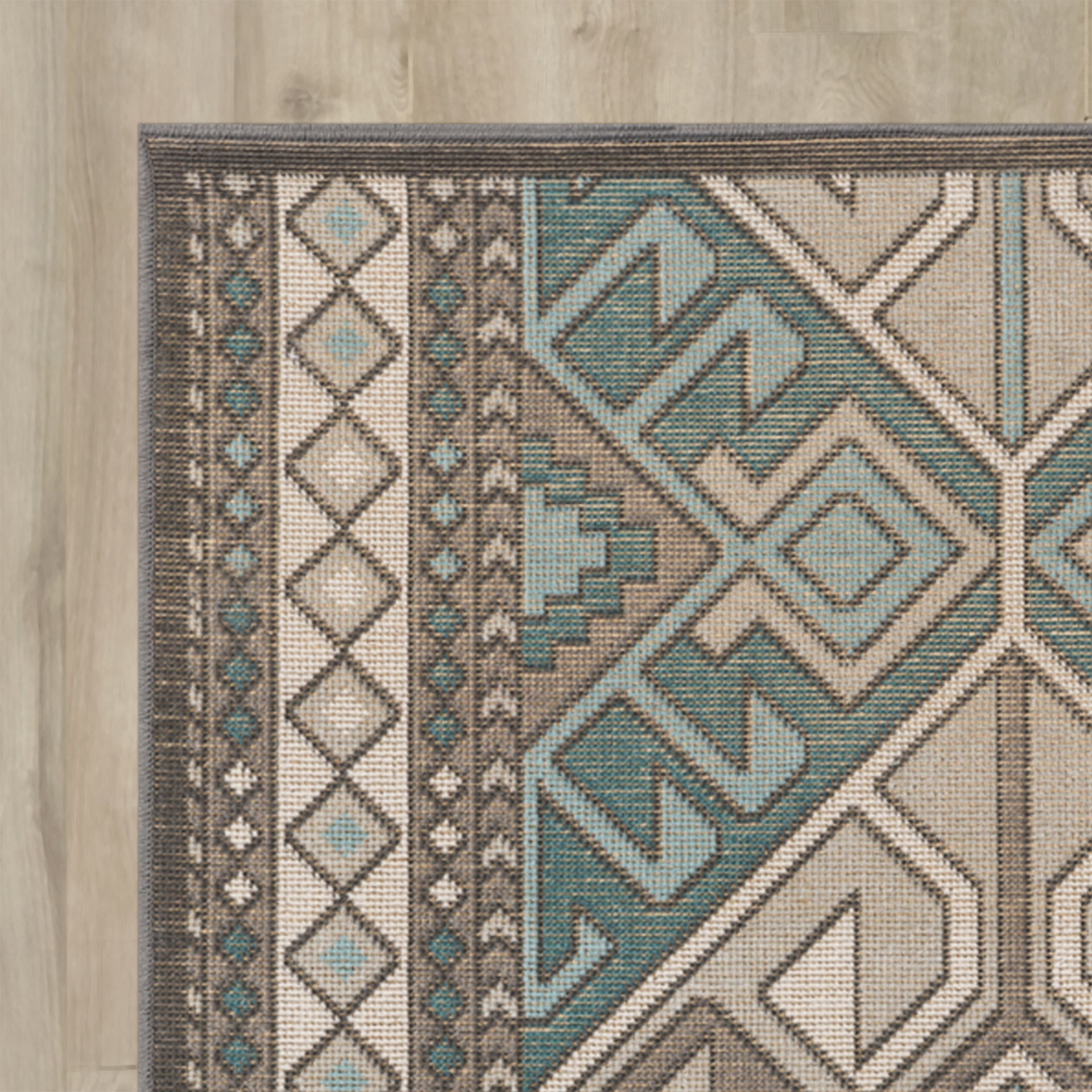 Septfontaines Teal/Brown Area Rug Wayfair