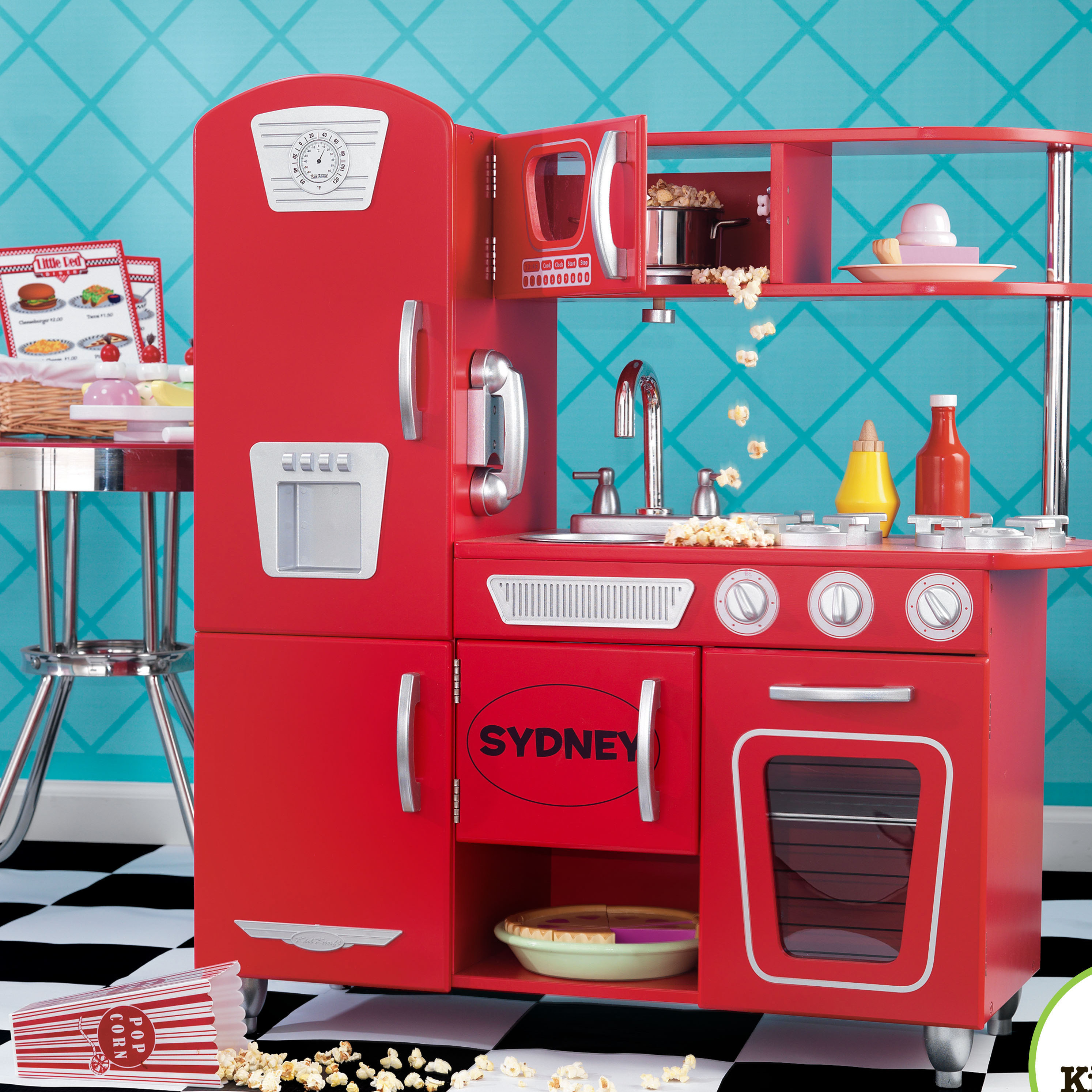 Personalized Red Vintage Kitchen Wayfair   KidKraft Personalized Red Vintage Kitchen 53173 