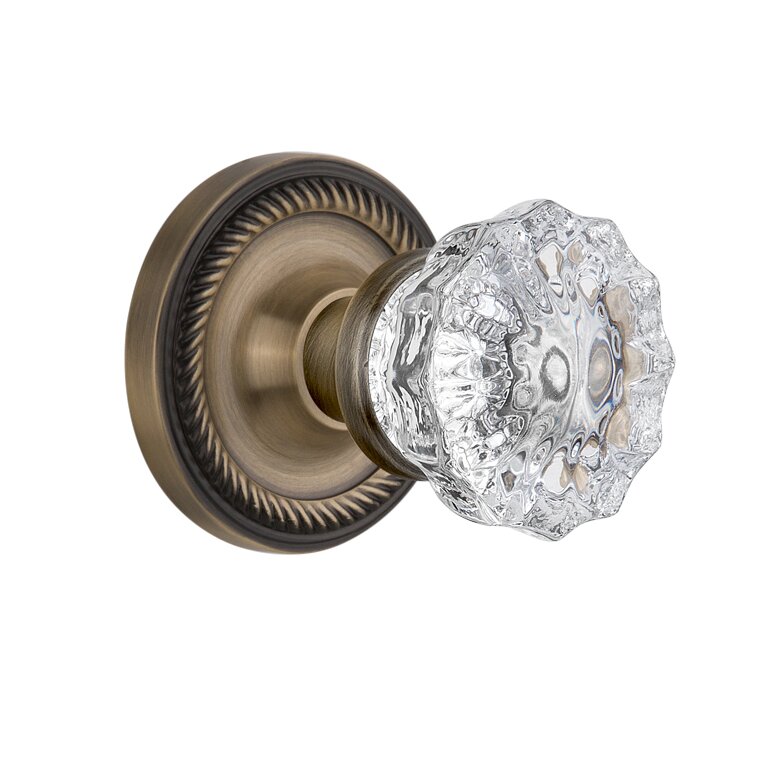 Nostalgic Warehouse Crystal Glass Privacy Door Knob with Rope Rosette