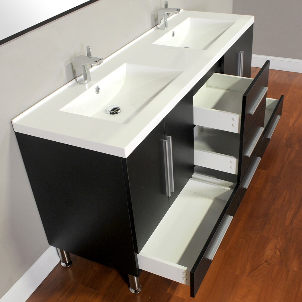 Alya Bath Ripley 67" Double Modern Bathroom Vanity Set With Mirror ...