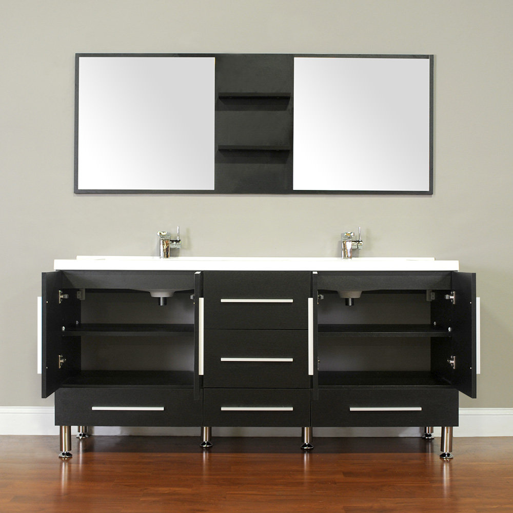 Alya Bath Ripley 67" Double Modern Bathroom Vanity Set with Mirror