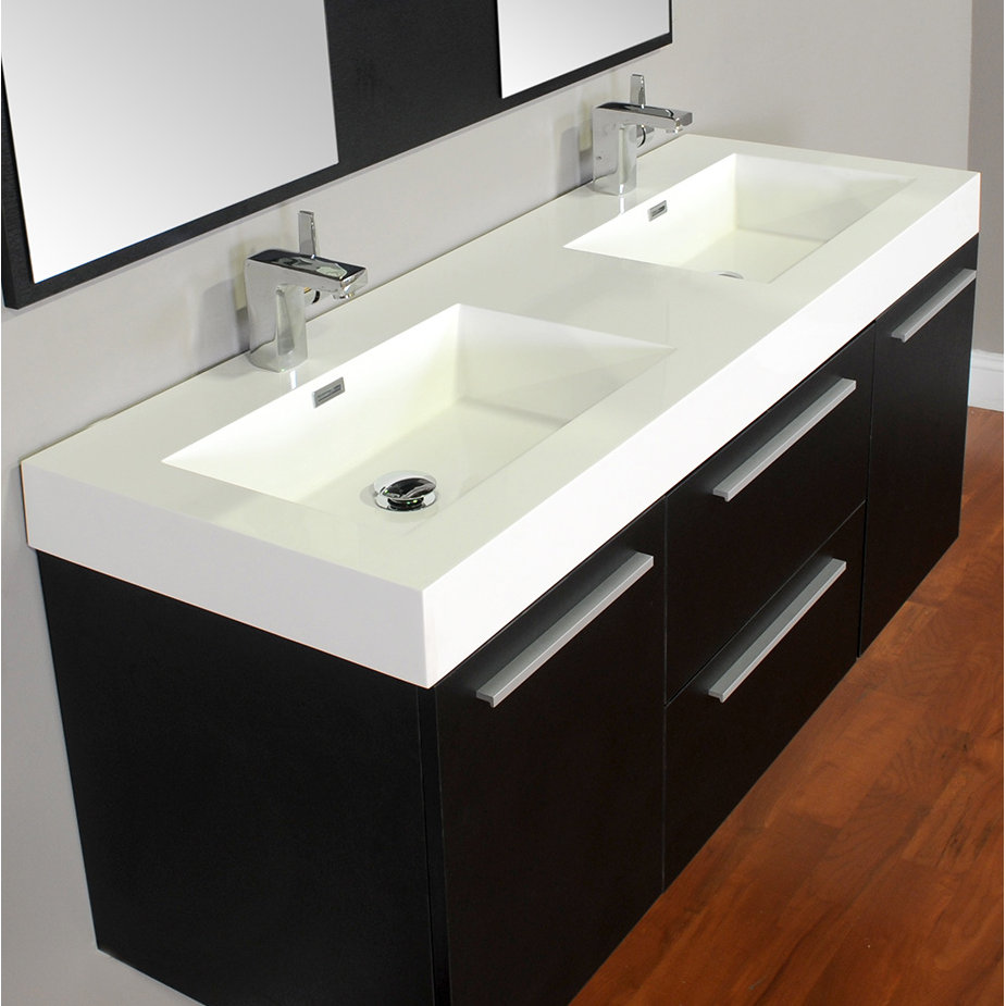 Ripley 54" Double Wall Mount Modern Bathroom Vanity Set Wayfair