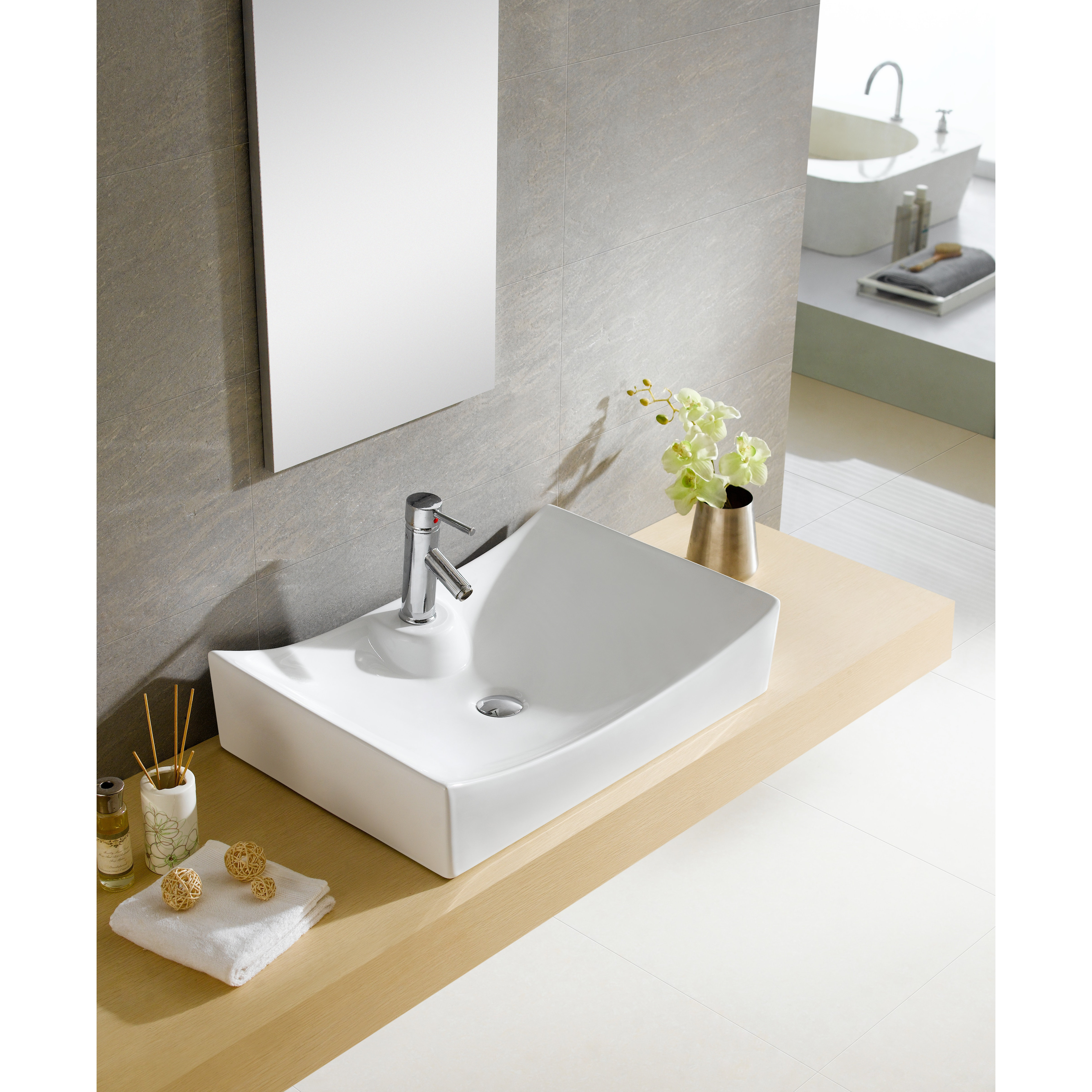 Modern Vitreous Rectangular Vessel Bathroom Sink Wayfair