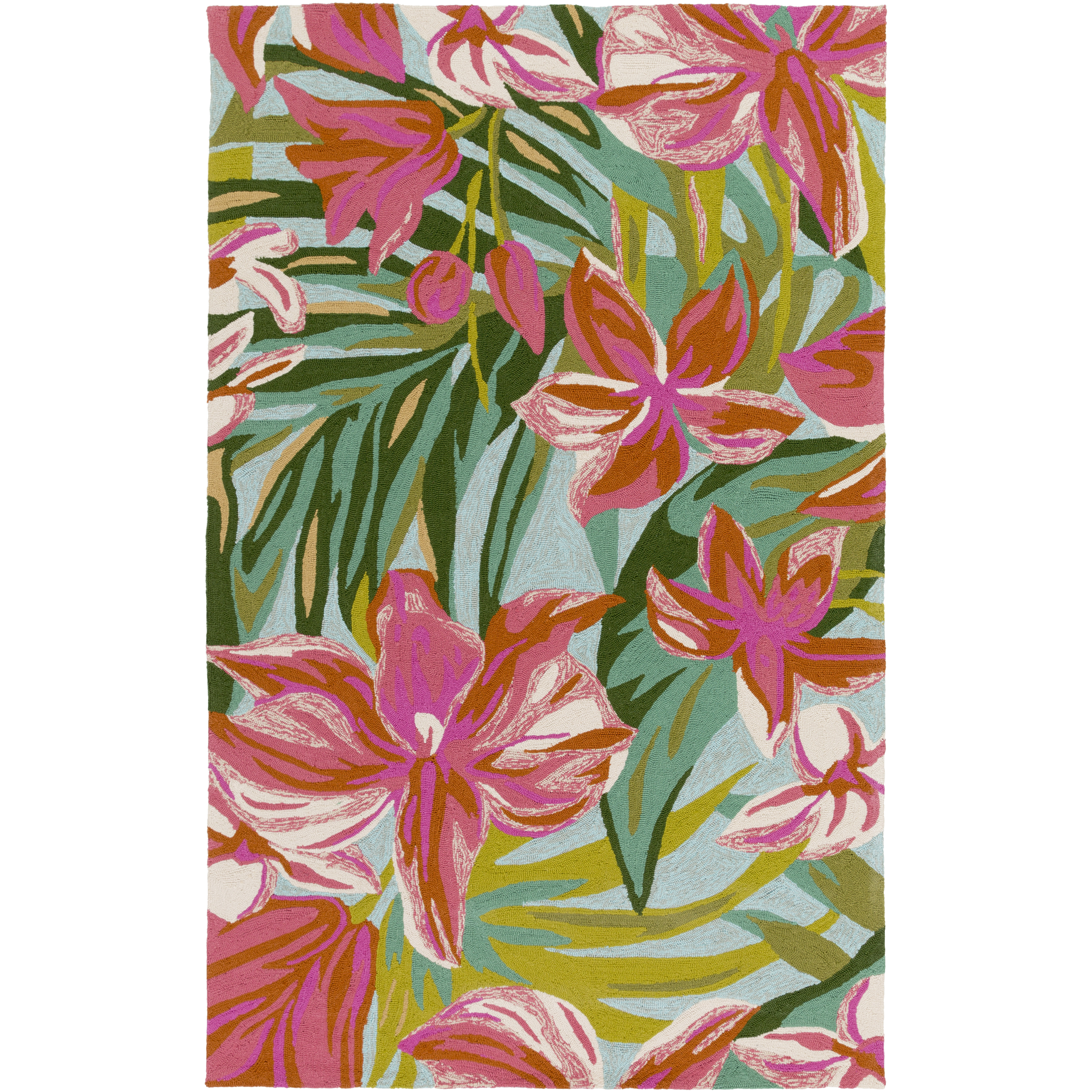 pink and green outdoor rug