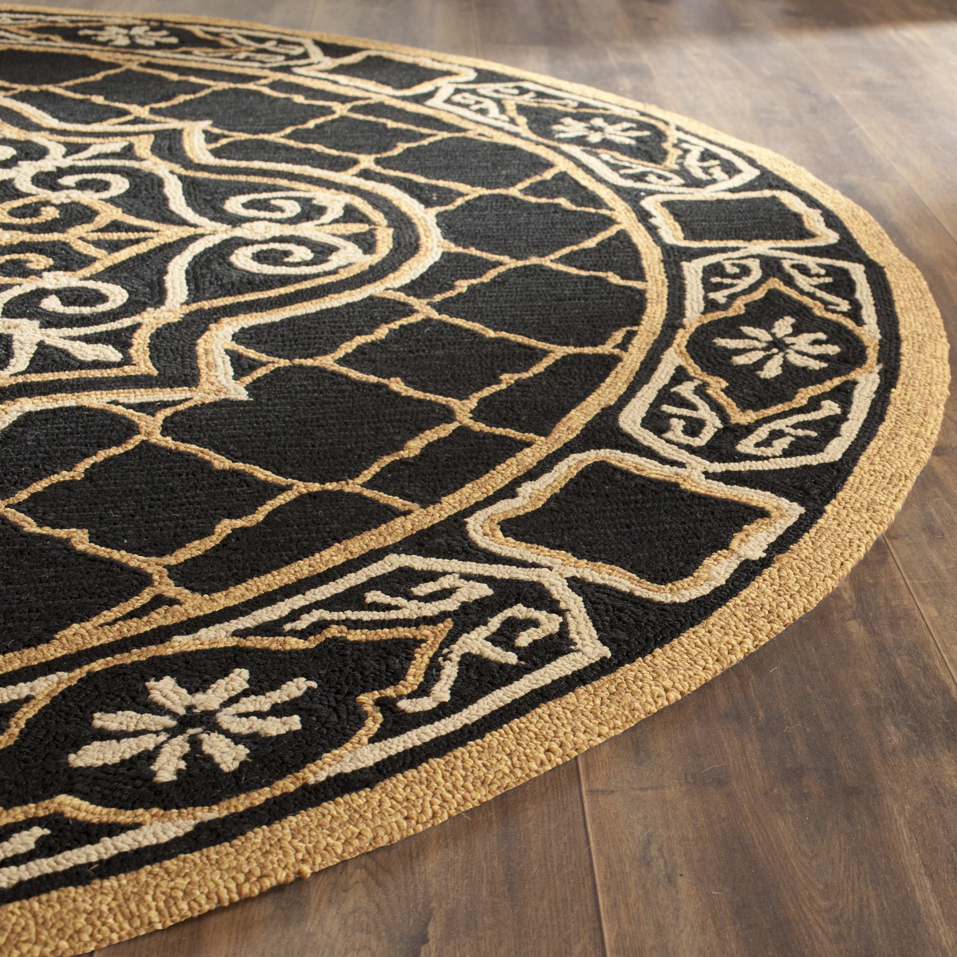 Gresham Palace HandHooked Black/Gold Area Rug Wayfair