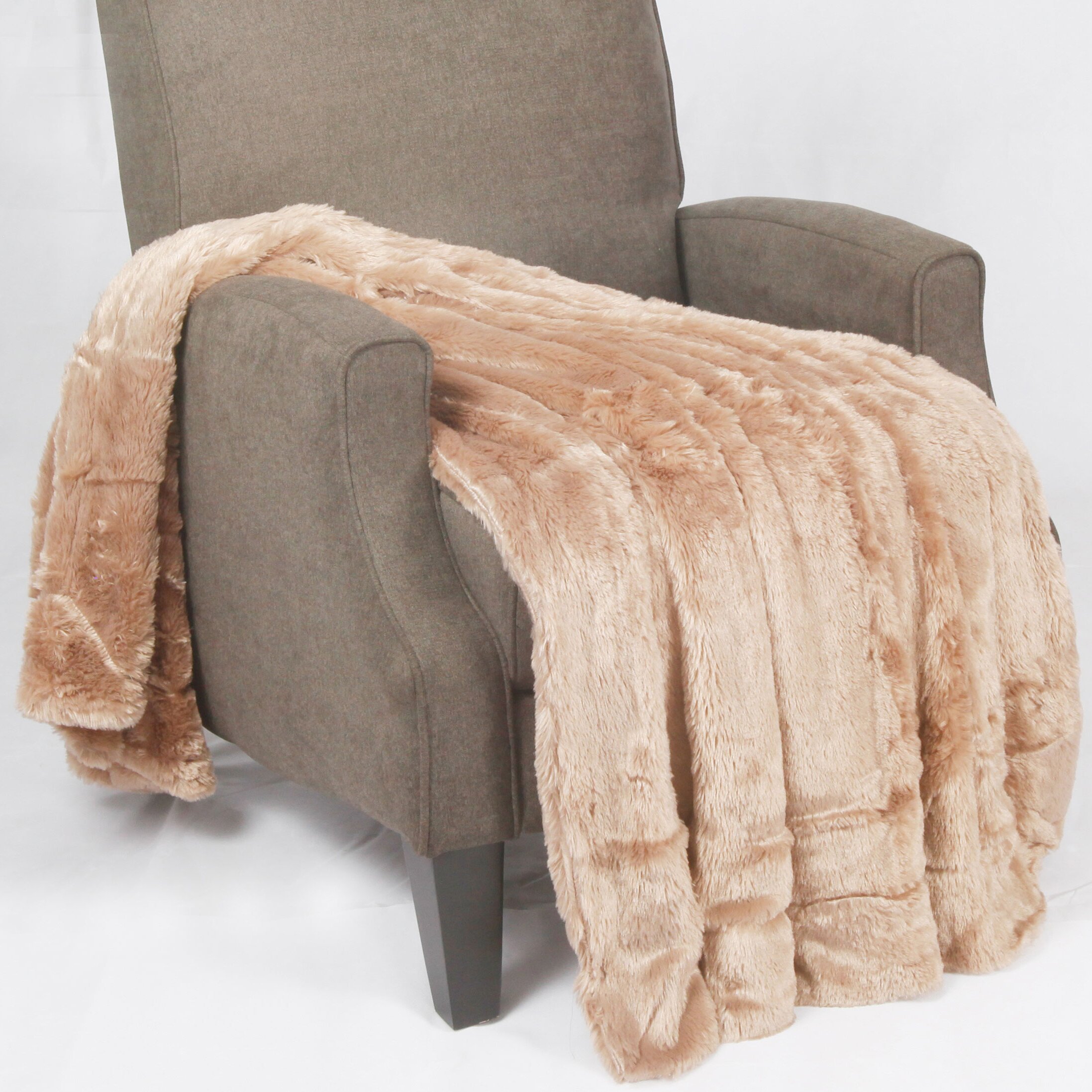 Oversized Double Sided Faux Fur Throw Blanket | Wayfair