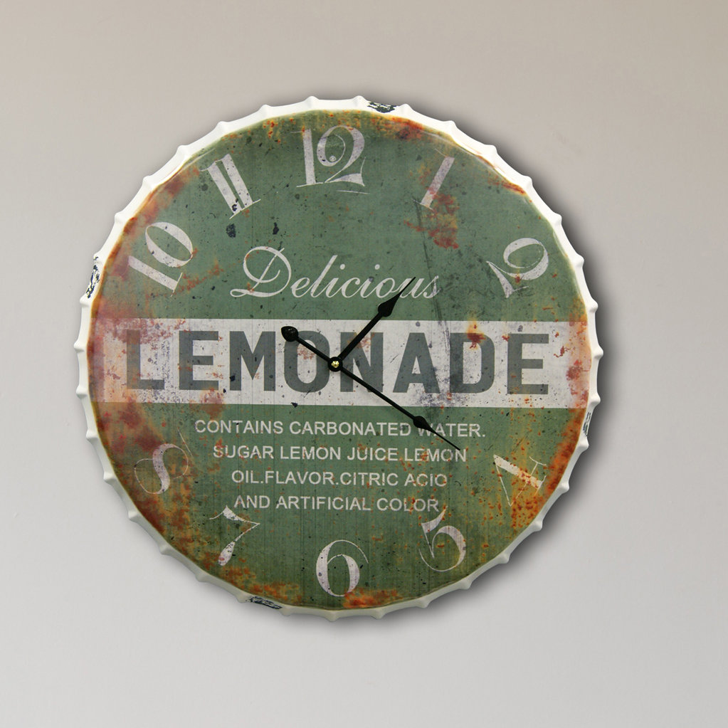Oversized 24" Lemonade Bottle Cap Clock Wayfair