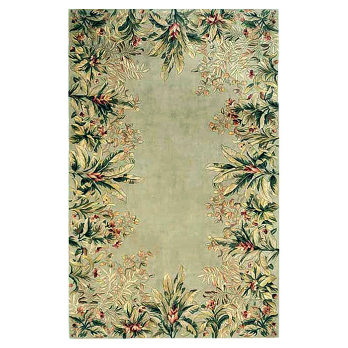 Emerald Sage Tropical Border Area Rug Wayfair