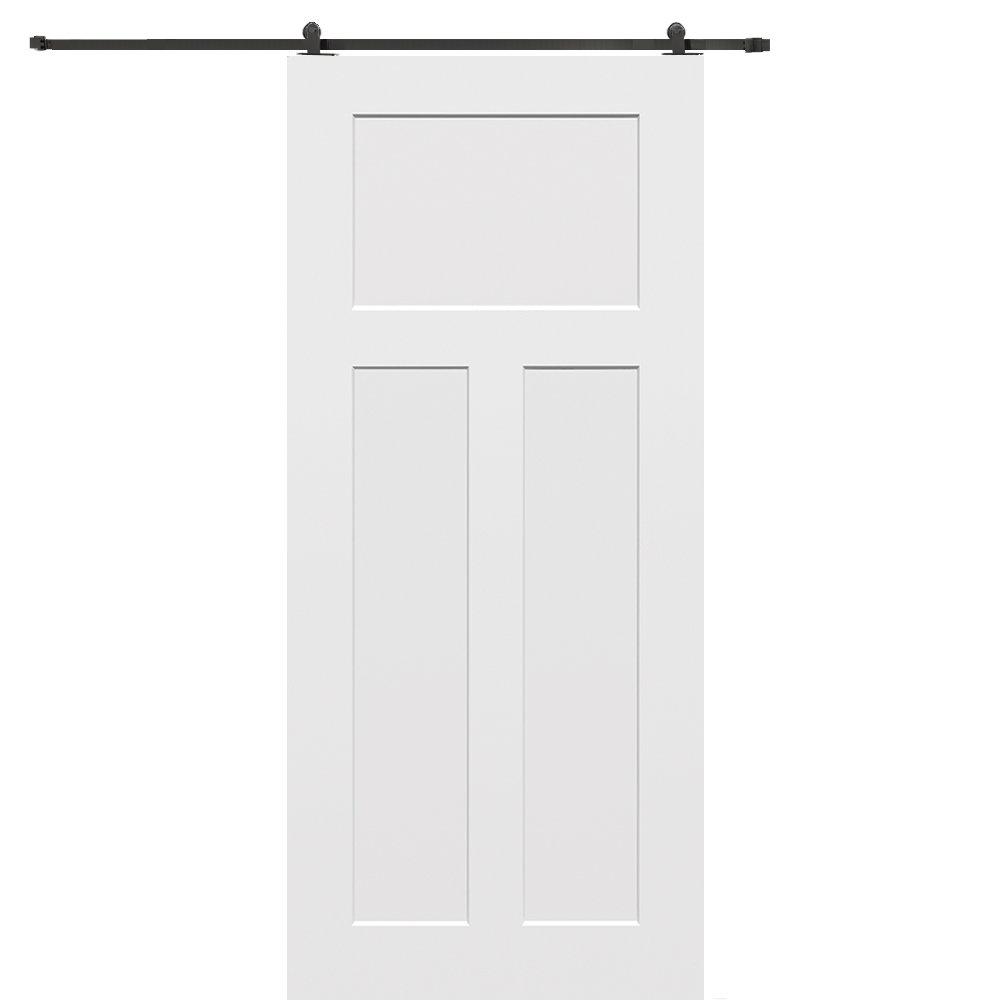 Craftsman MDF 3 Panel Interior Barn Door | Wayfair