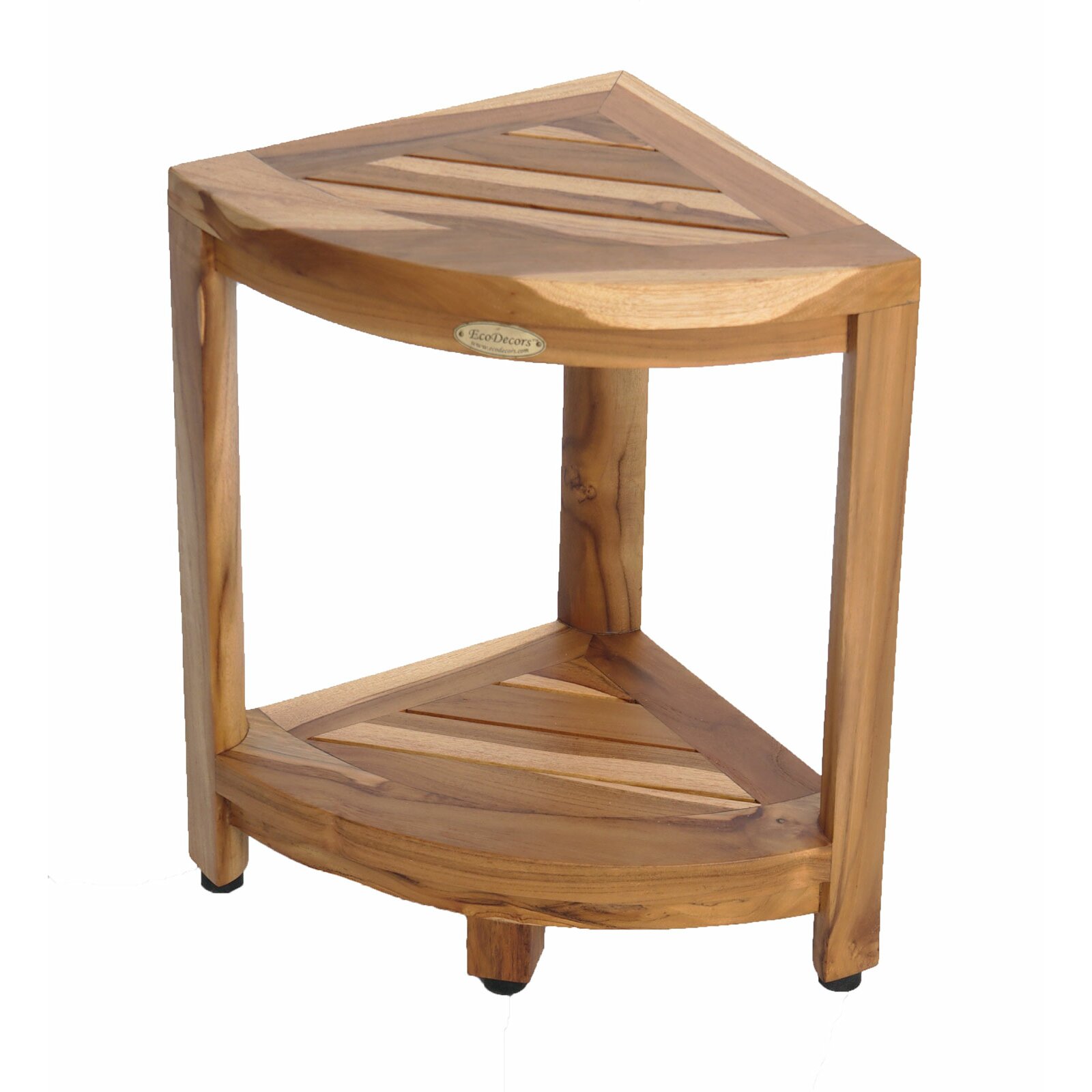 EarthyTeak™ 2 Tier Teak Corner Shower Foot Stool | Wayfair