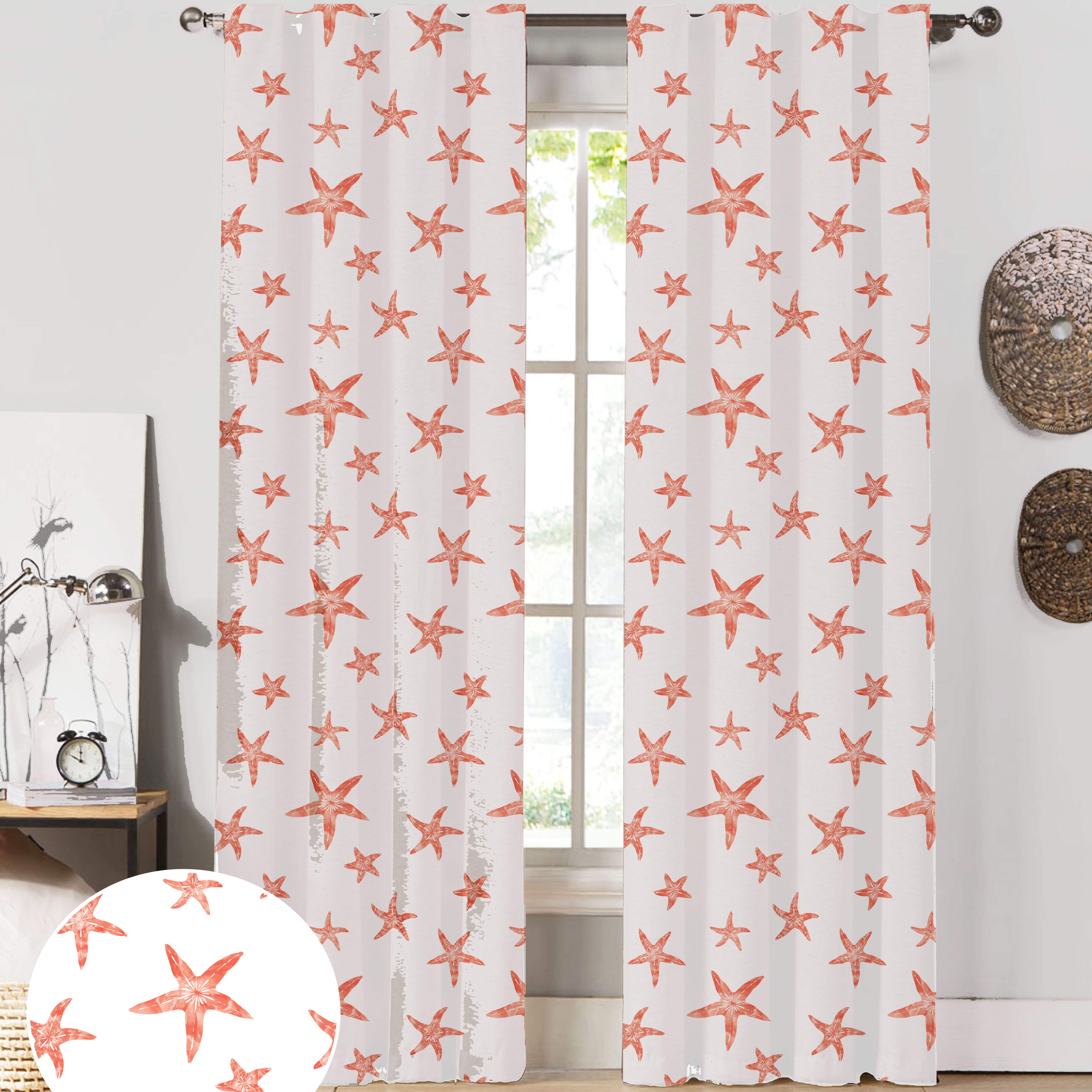 NECR Custom Print Starfish Curtain Panel & Reviews | Wayfair