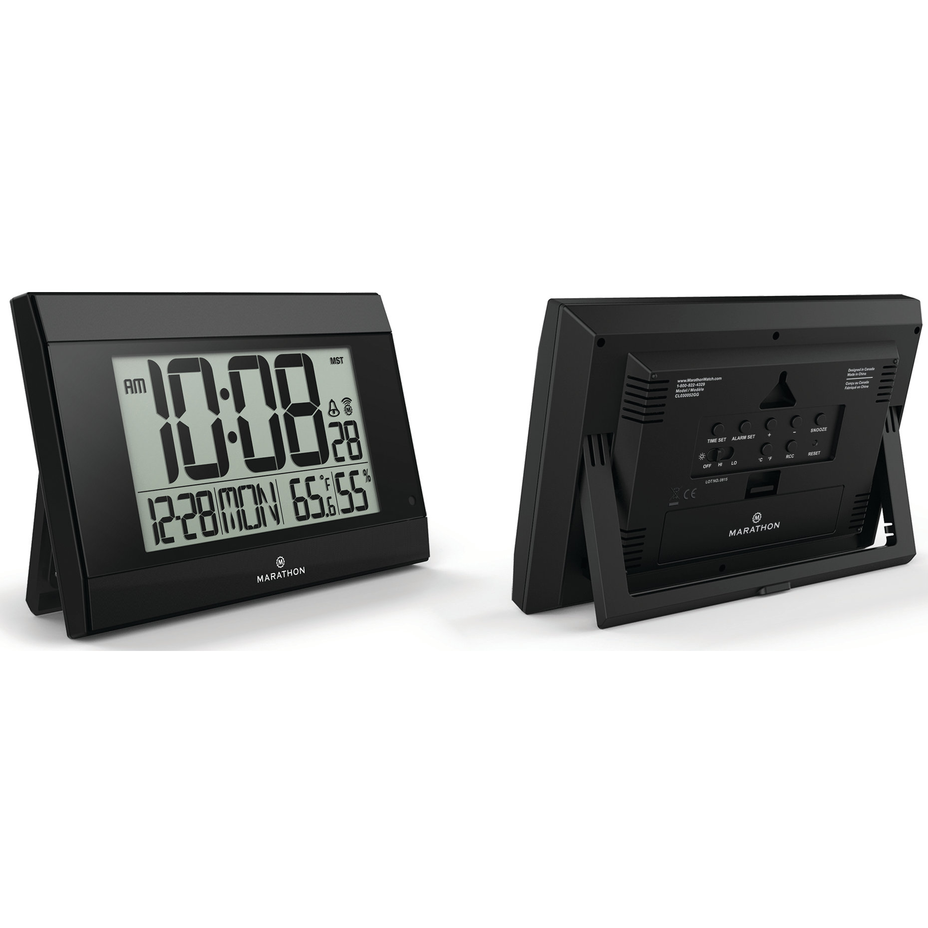 Atomic Digital Wall Clock With AutoNight Light, Temperature & Humidity