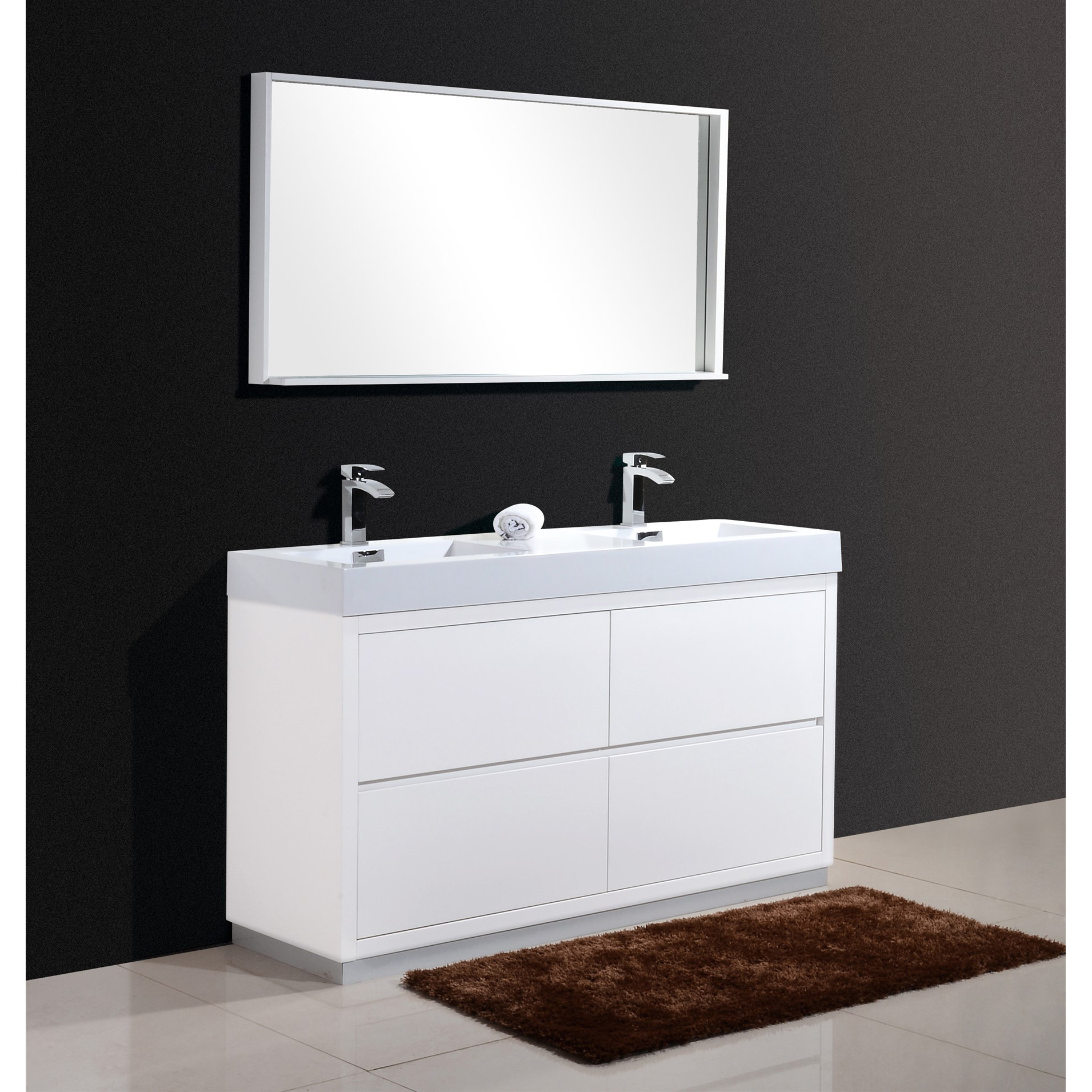 Bliss 60" Double Free Standing Modern Bathroom Vanity Set Wayfair