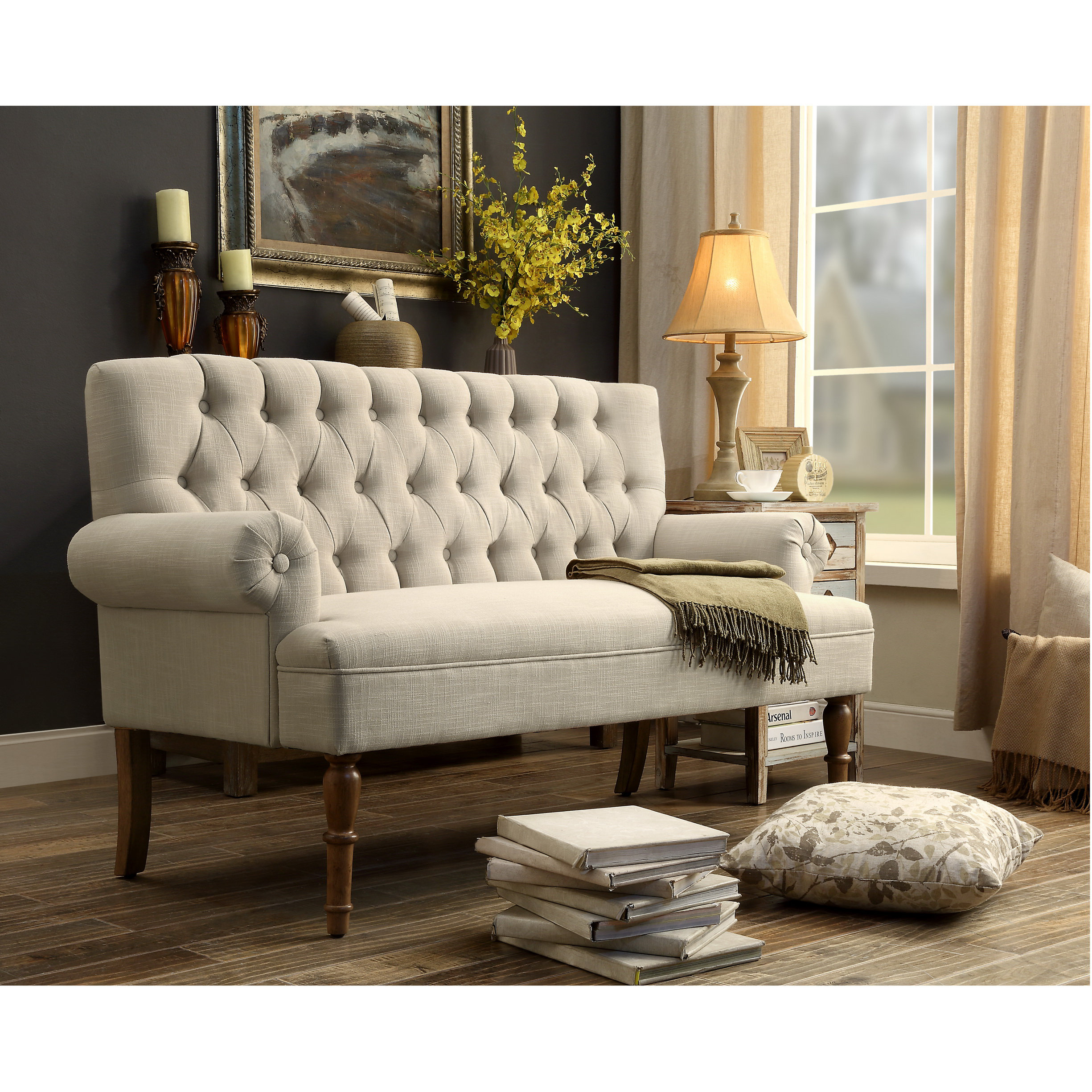 iNSTANT HOME Hermosa Tufted Upholstered Settee & Reviews Wayfair