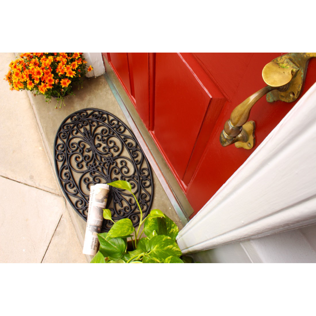 Envelor Home Oval Scroll Wrought Iron Rubber Door Mat Wayfair