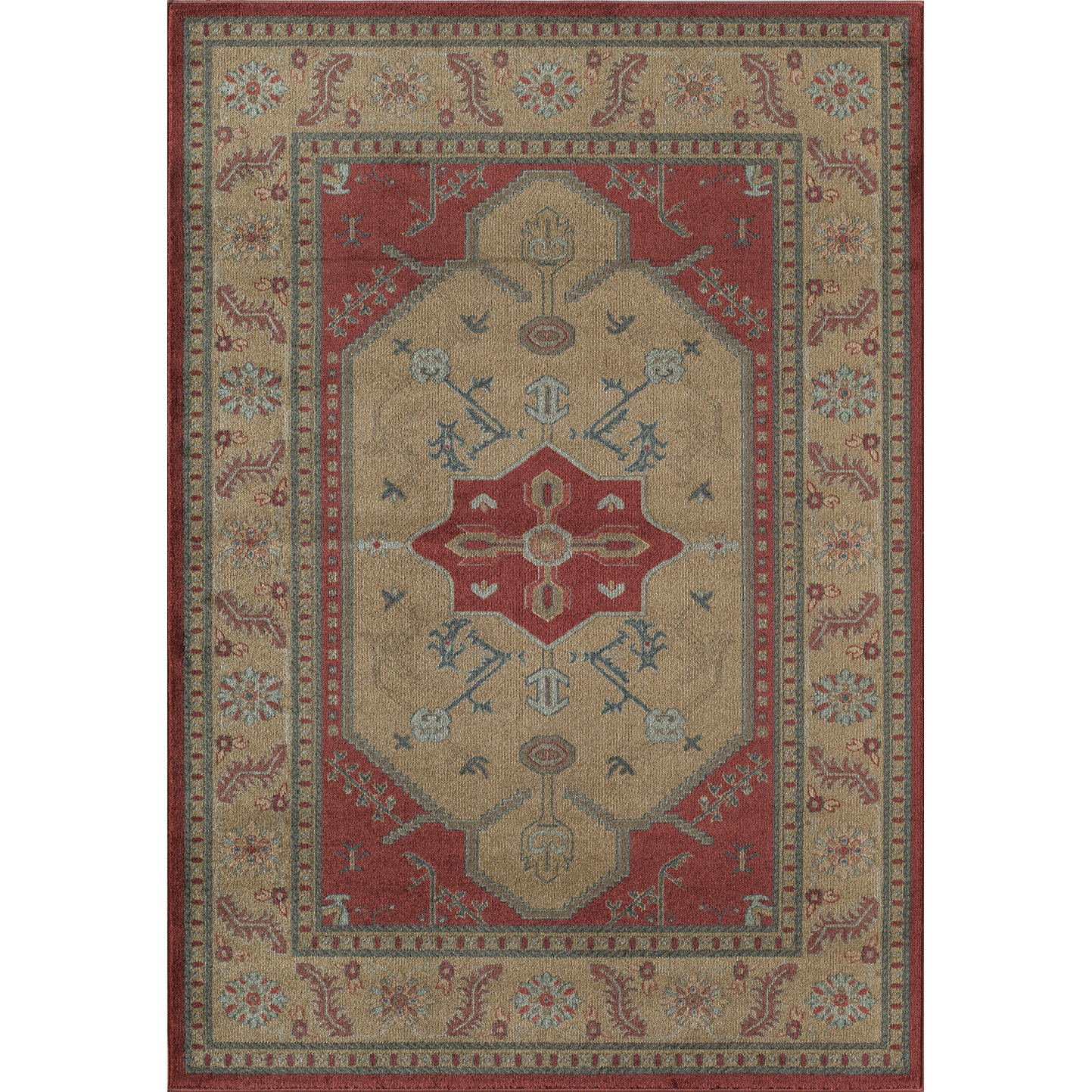 Beige/Red Area Rug Wayfair