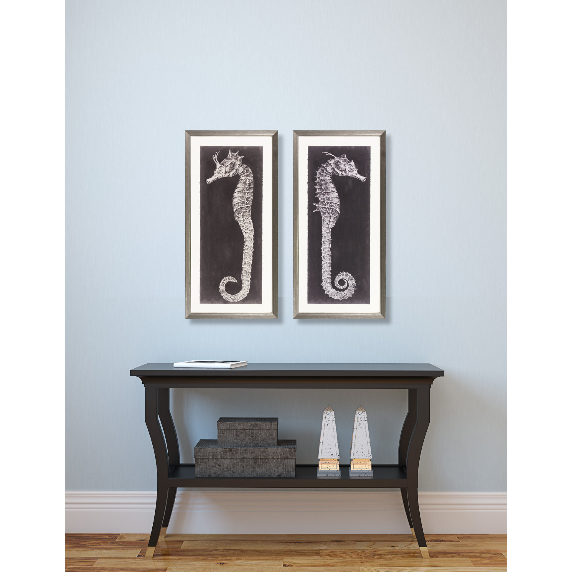 'Seahorse Blueprint' Framed Painting Print Wayfair