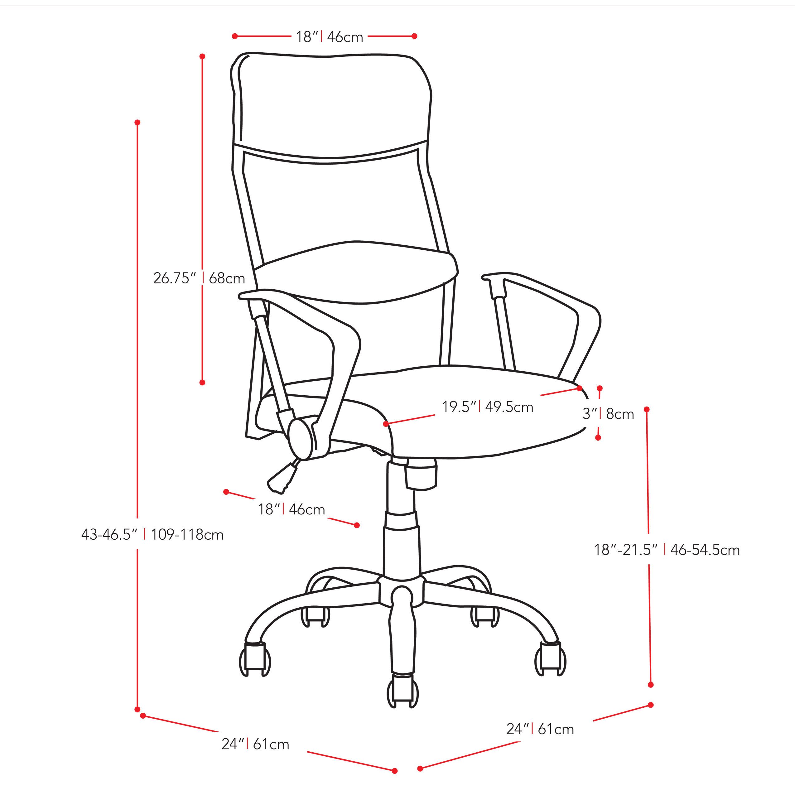 HeightBack Mesh Executive Chair with Arms Wayfair