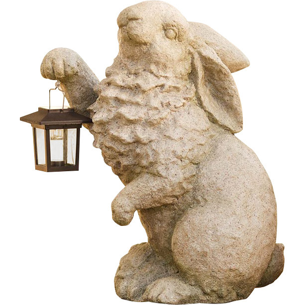 Rabbit with Solar Lantern Garden Statue Wayfair