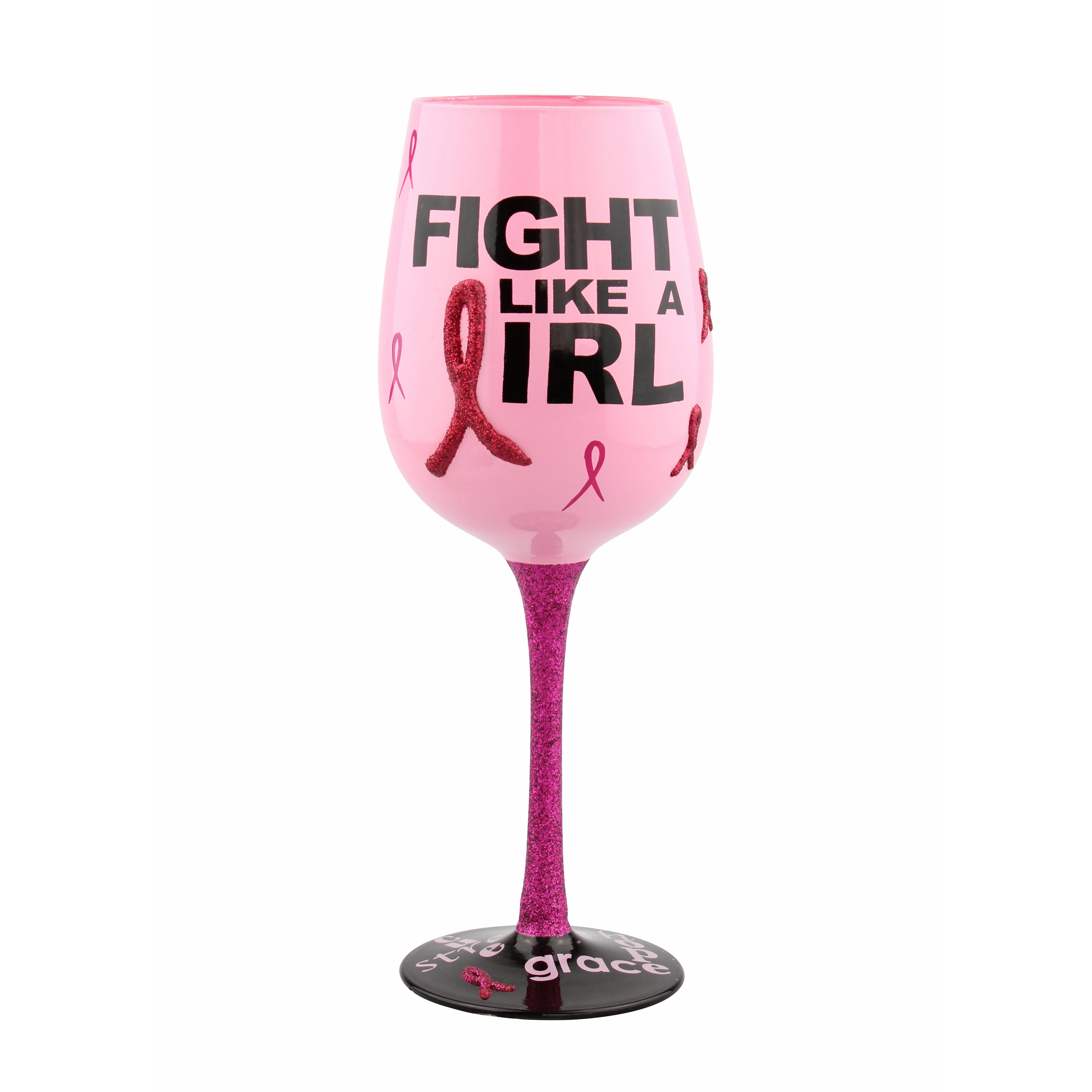 Fight Like a Girl Breast Cancer Awareness Wine Glass Wayfair