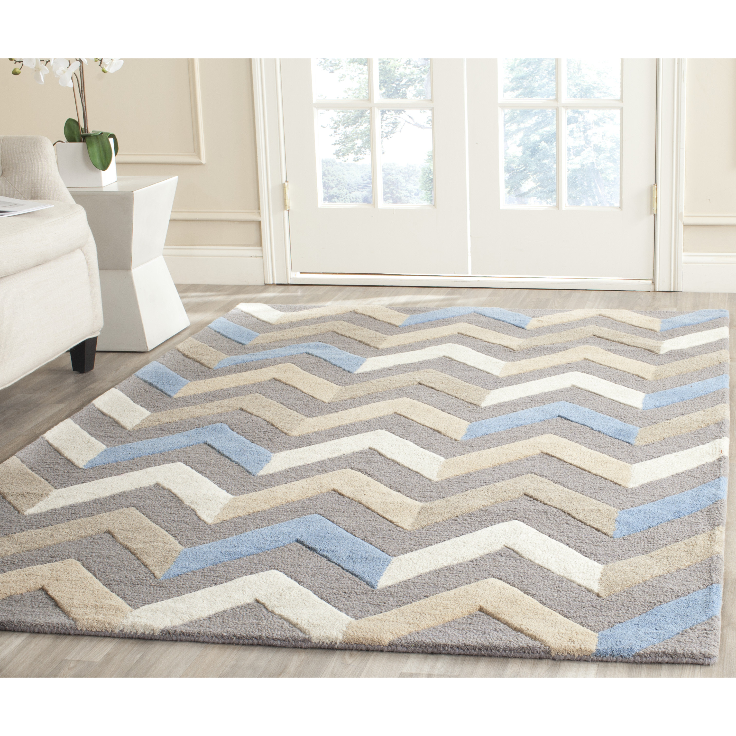 Cambridge Grey / Ivory Chevron Indoor / Outdoor Area Rug Wayfair