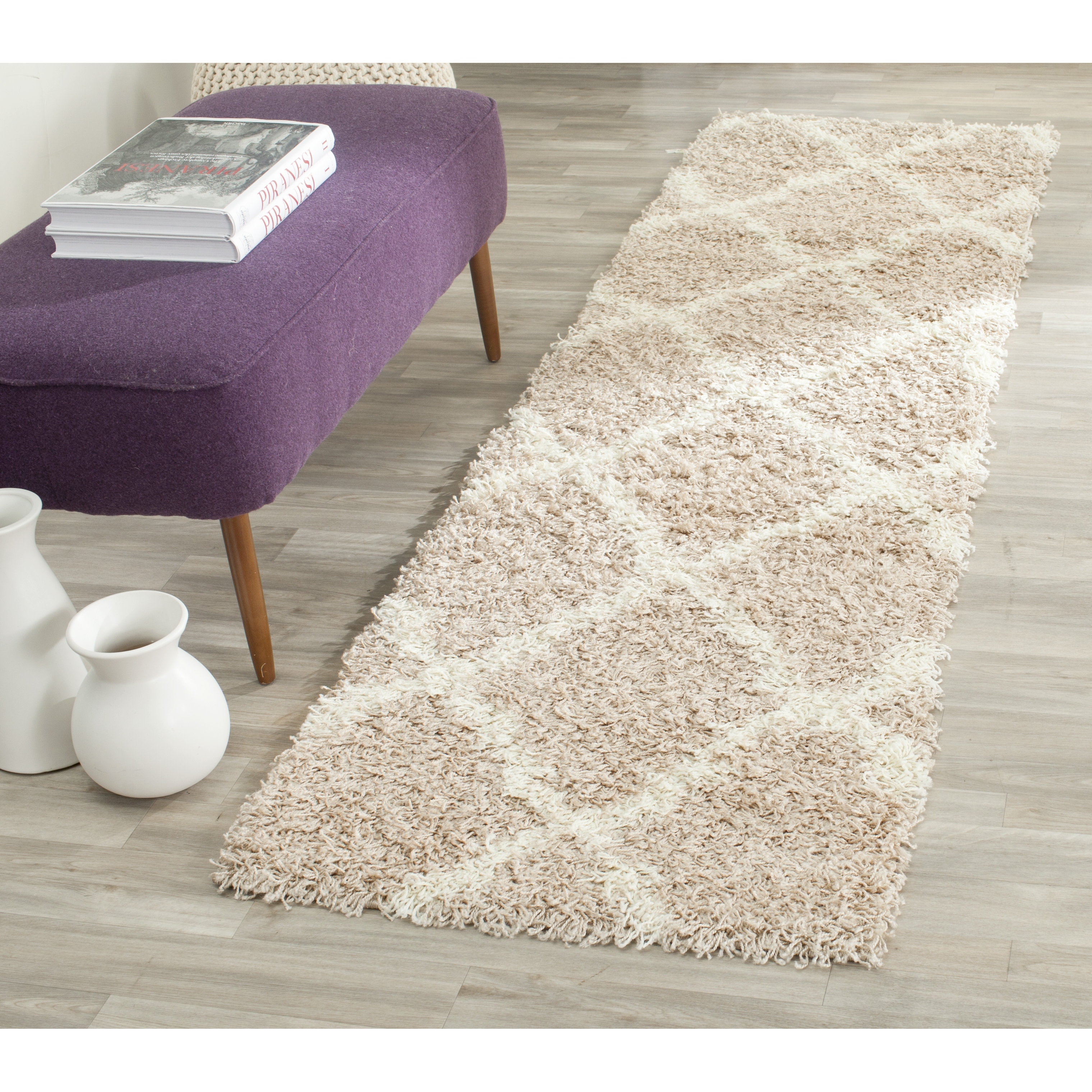 Dallas Shag Beige/Ivory Area Rug Wayfair