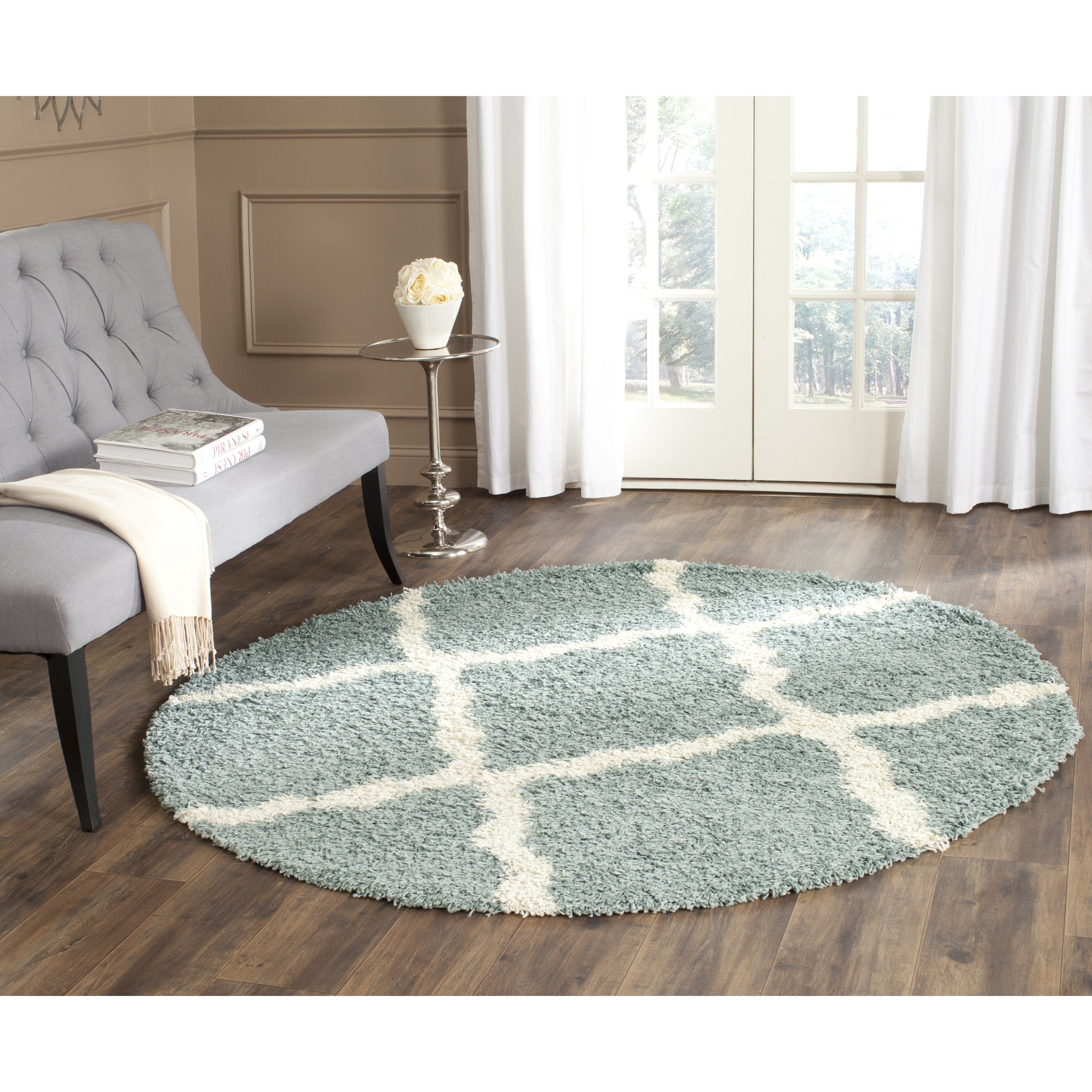 safavieh dallas shag light blue ivory area ru