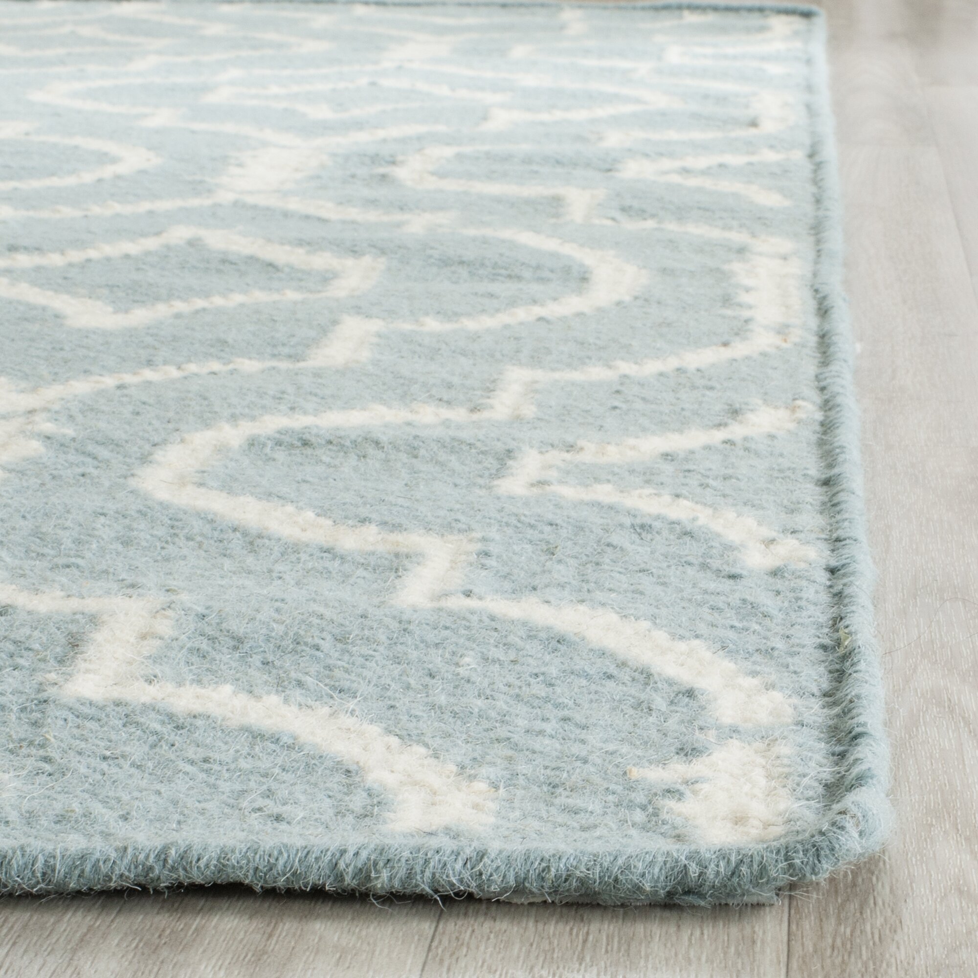 Dhurries Light Blue/Ivory Area Rug | Wayfair