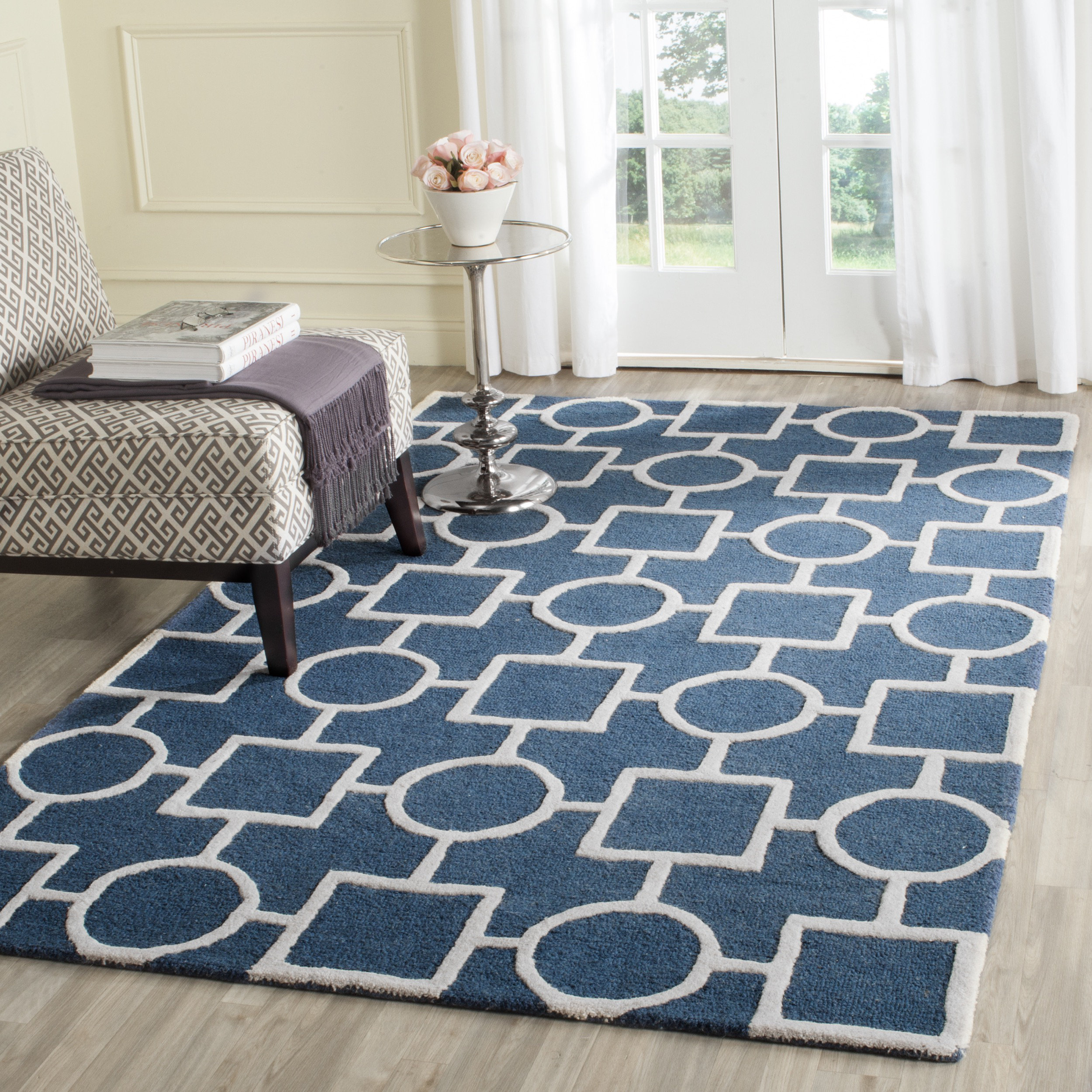Cambridge Navy Blue/Ivory Area Rug Wayfair