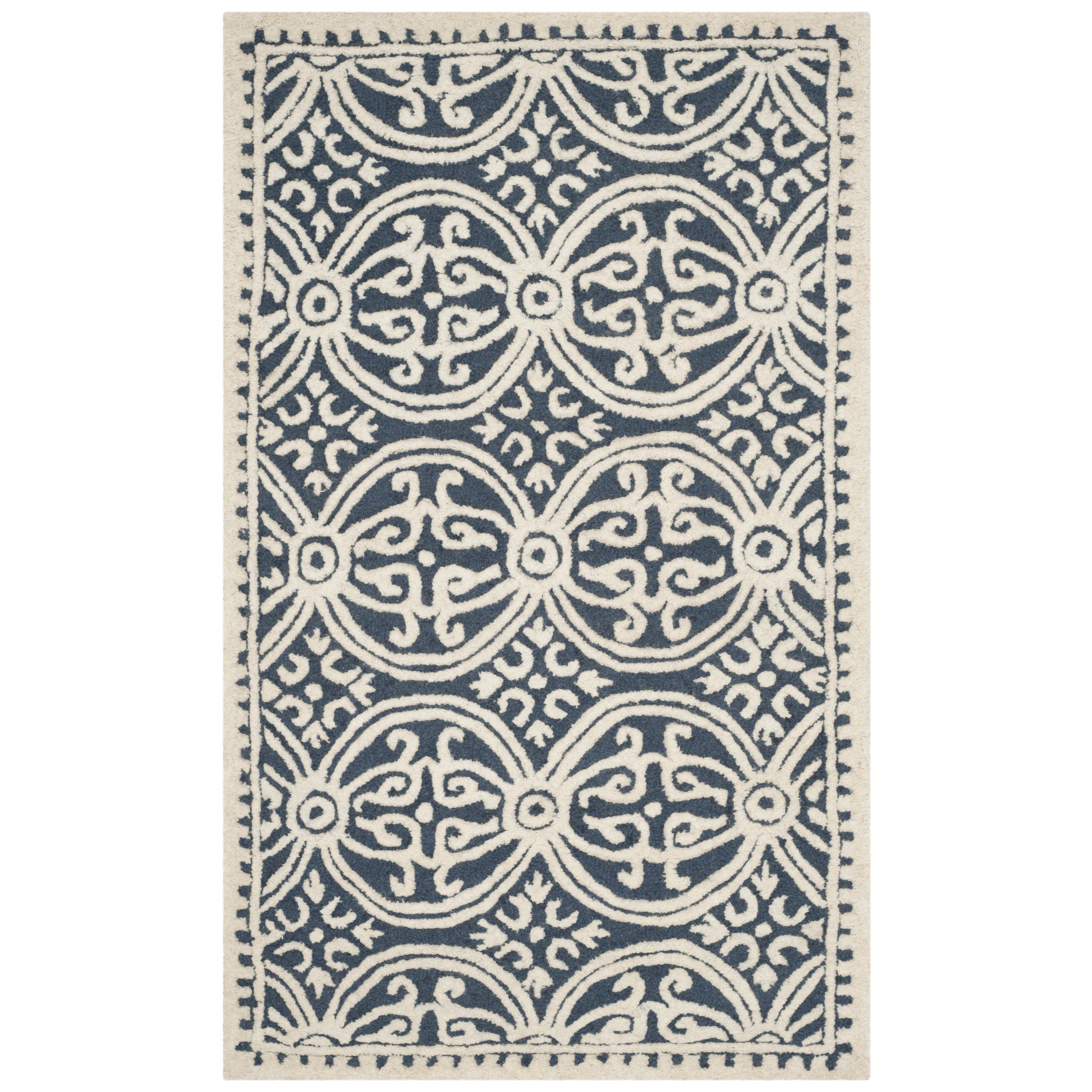 Cambridge Navy Blue/Ivory Area Rug Wayfair