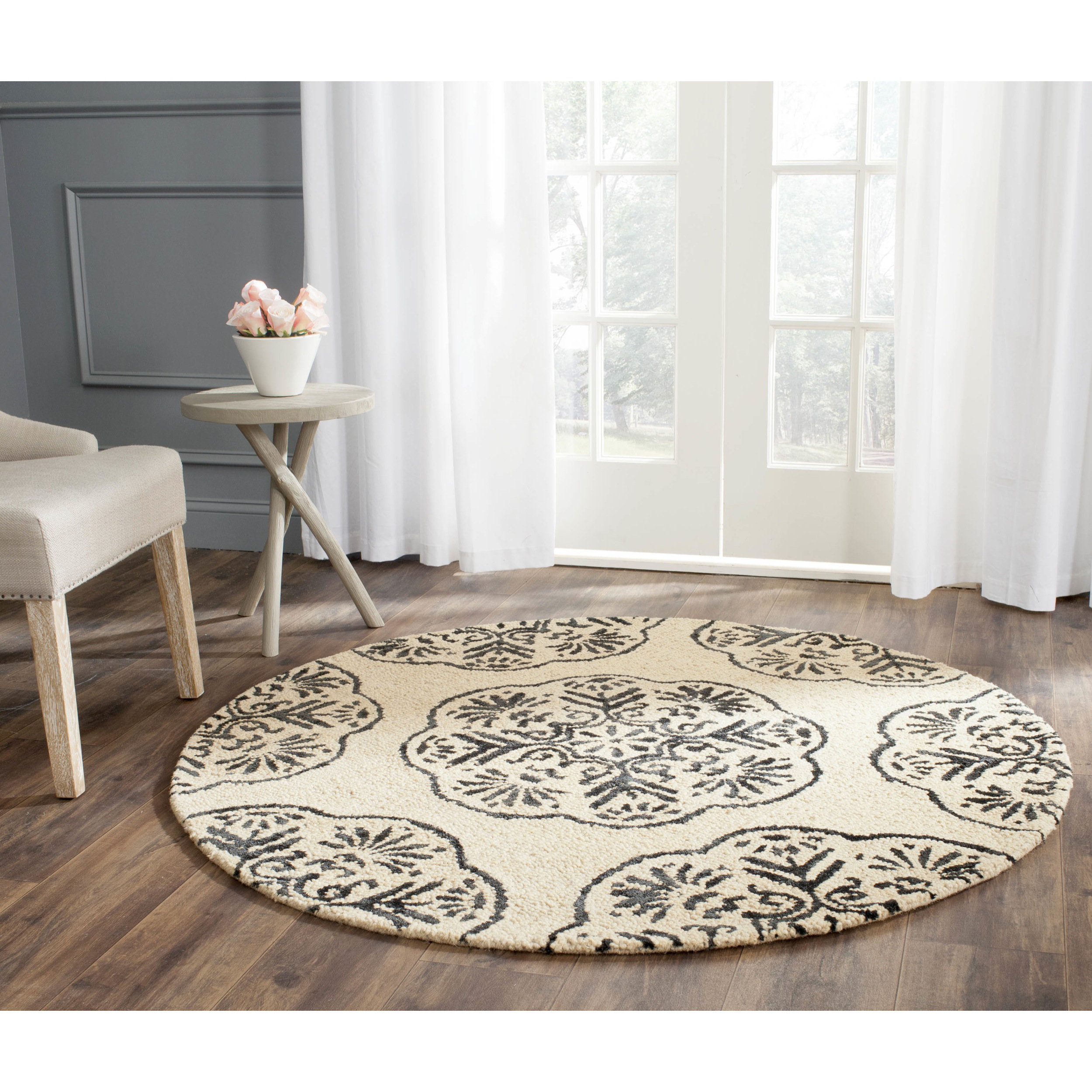 Bella Ivory/Charcoal Area Rug Wayfair