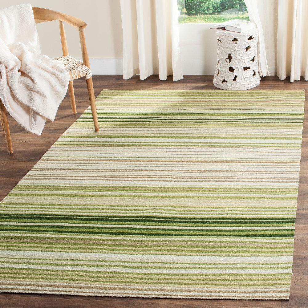 Marbella Green Striped Contemporary Area Rug Wayfair