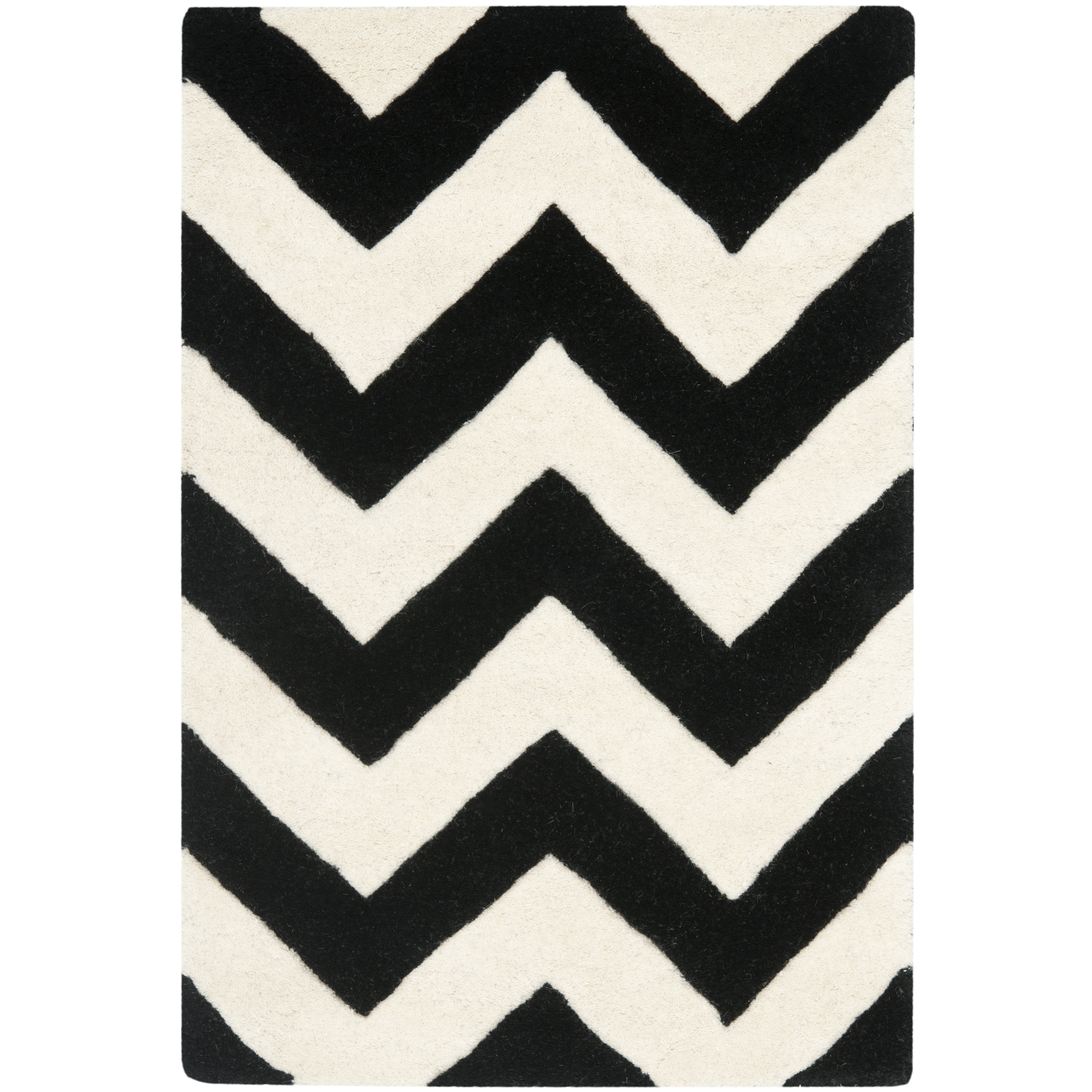 Chatham Chevron Ivory/Black Area Rug Wayfair