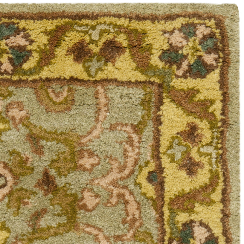 Heritage Green/Gold Floral Area Rug Wayfair