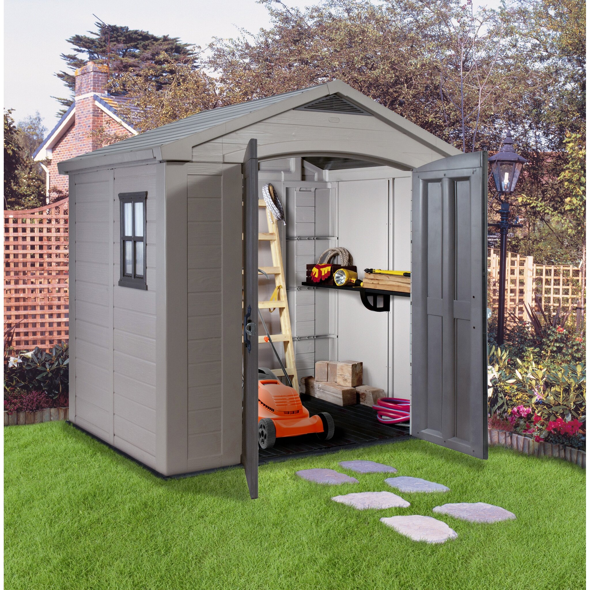 factor 8 ft. w x 6 ft. d resin storage shed wayfair