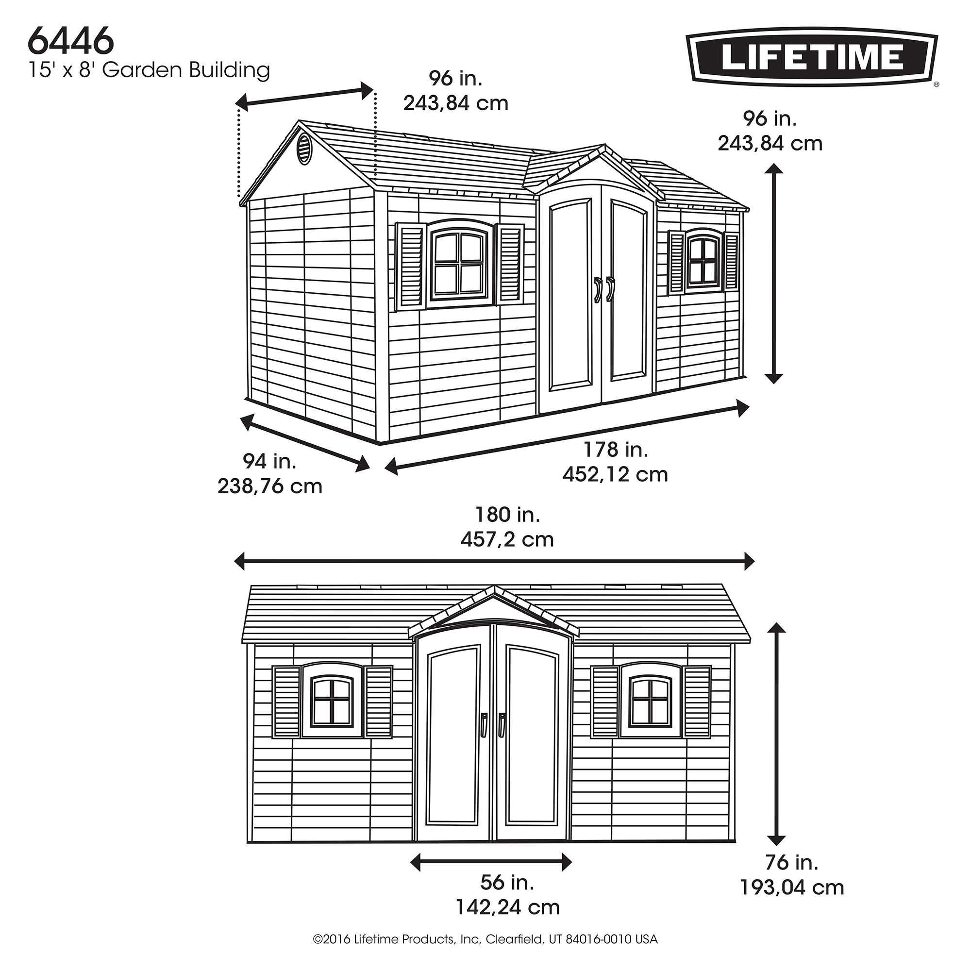 Lifetime Side Entry 15 Ft. W x 8 Ft. D Plastic Storage Shed &amp; Reviews 