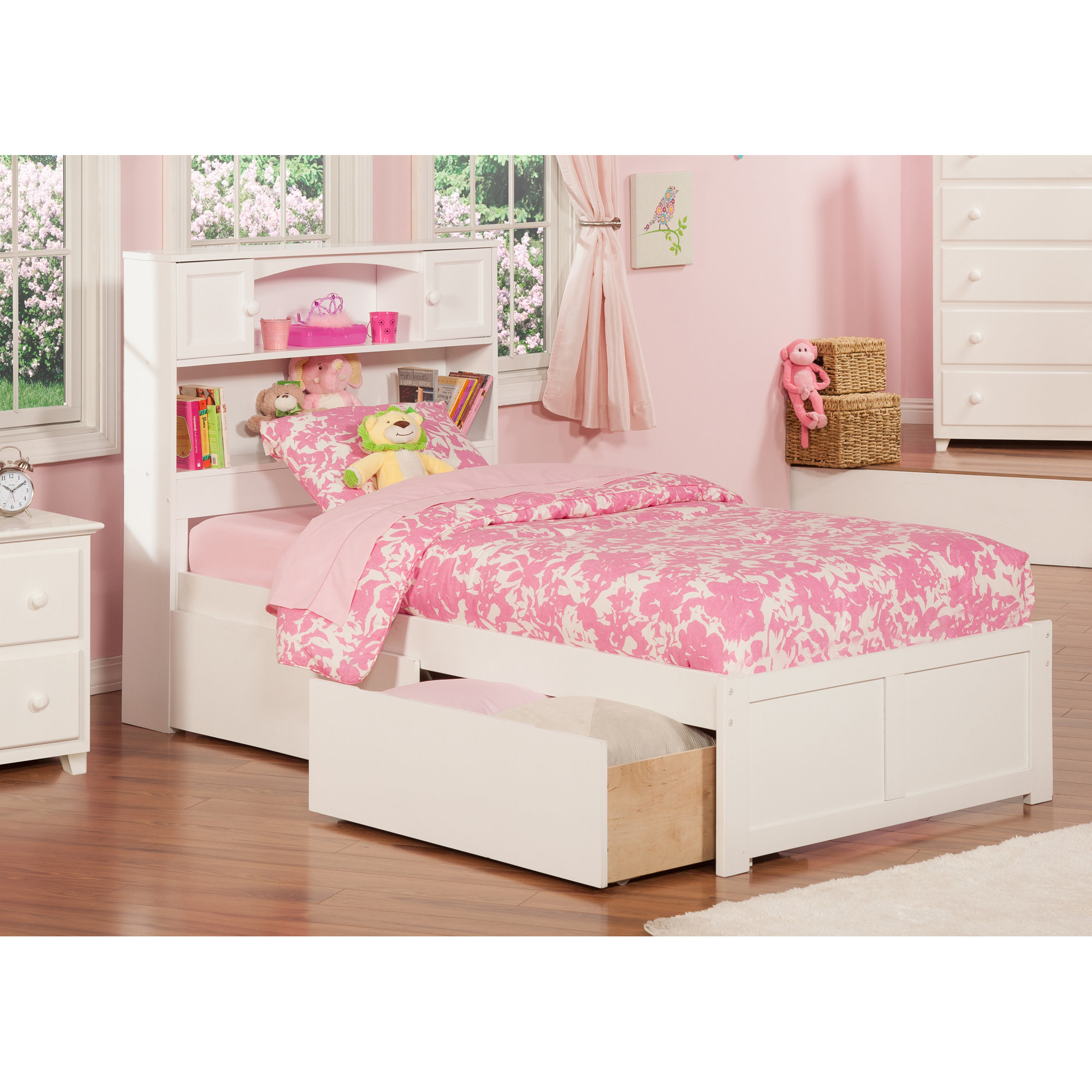 Atlantic Furniture Newport Extra Long Twin Platform Bed with Storage