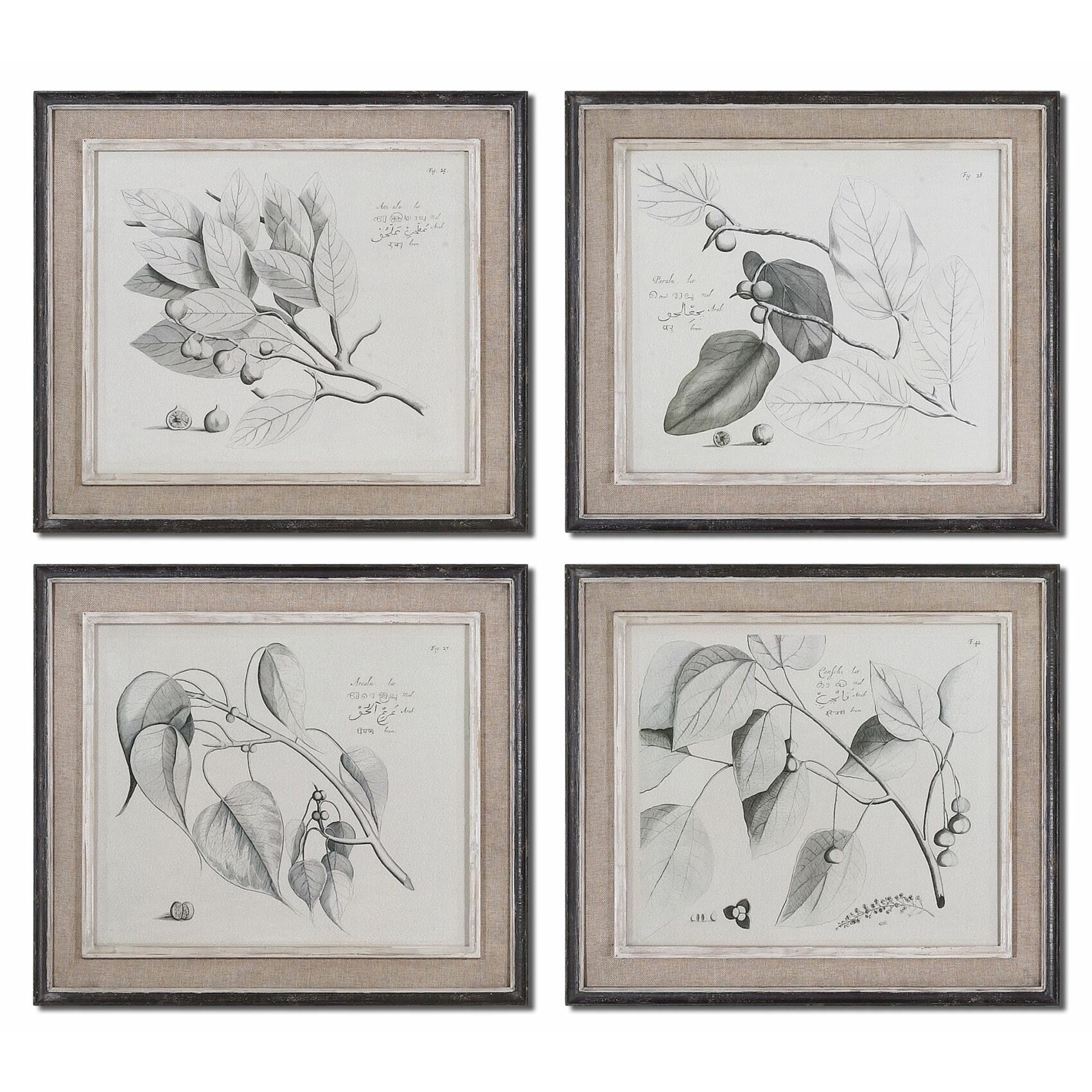 Eight Sepia Leaf Study Prints