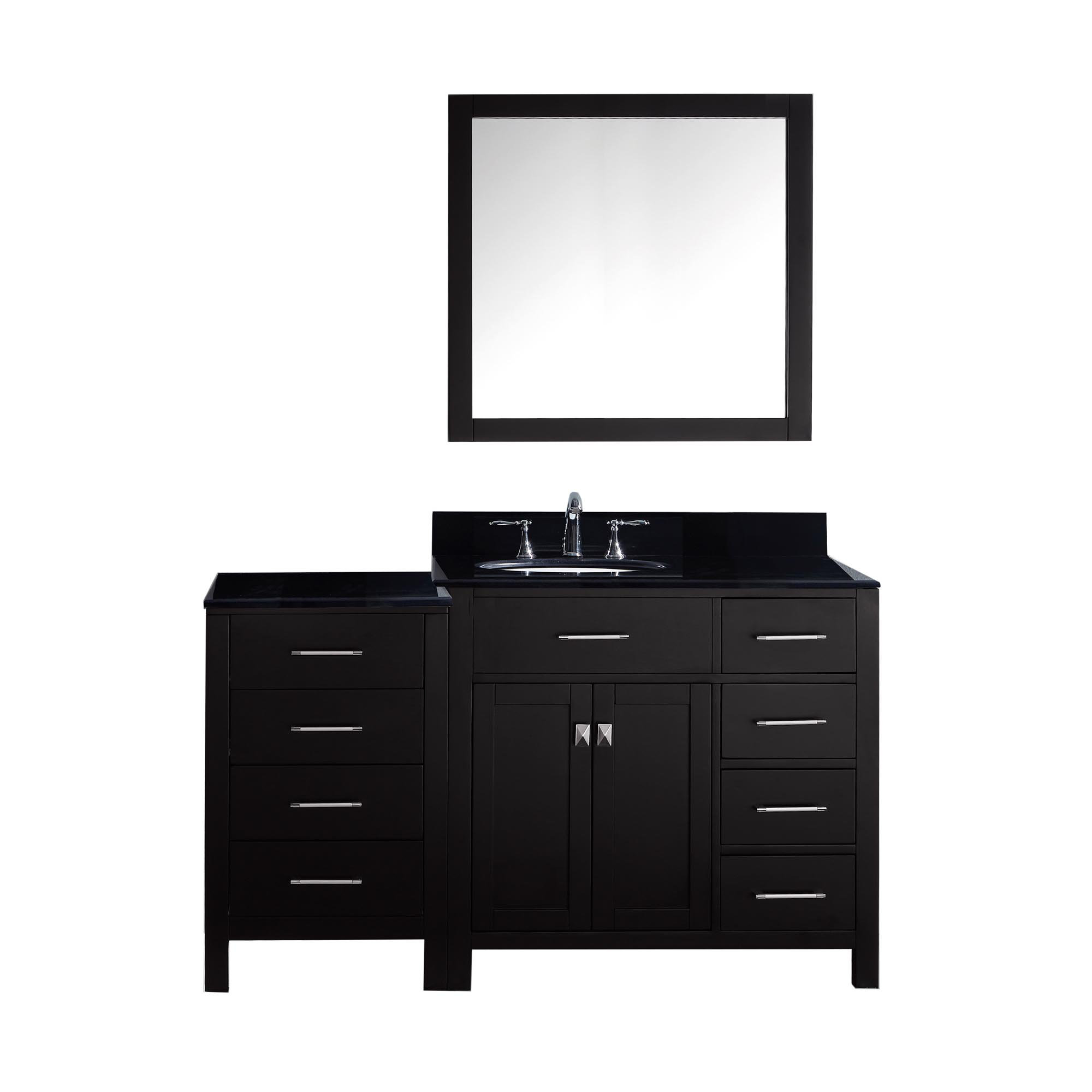  Single Bathroom Vanity Set with Black Galaxy Top and Mirror by Virtu