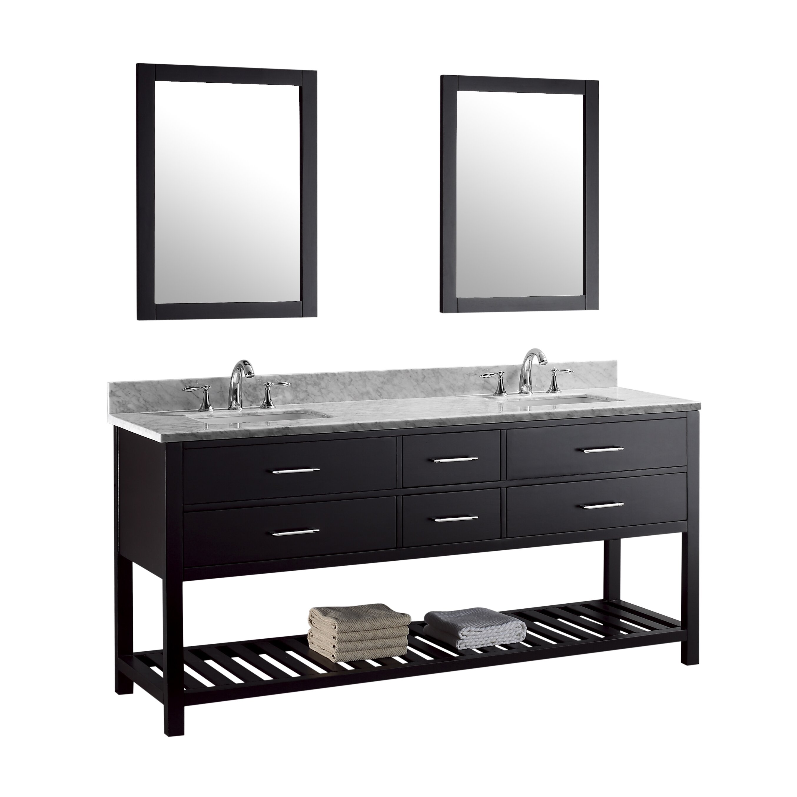 Virtu Caroline Estate 72" Double Bathroom Vanity Set with Carrara White