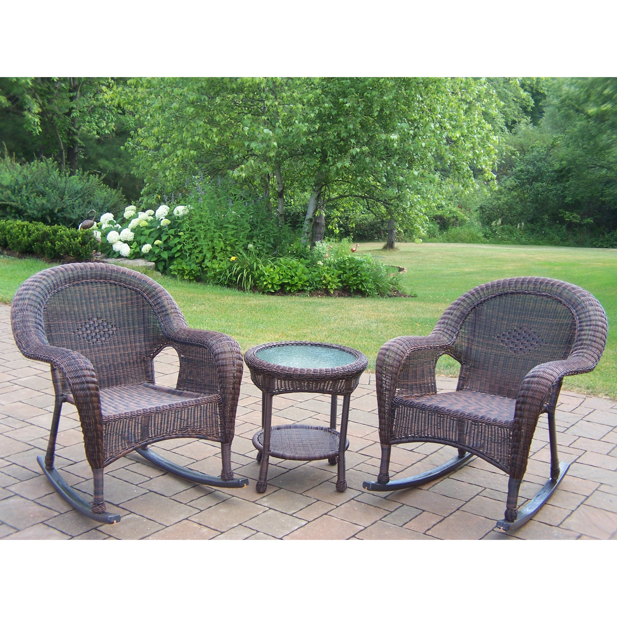 Oakland Living Resin Wicker 3Piece Rocker Set & Reviews Wayfair