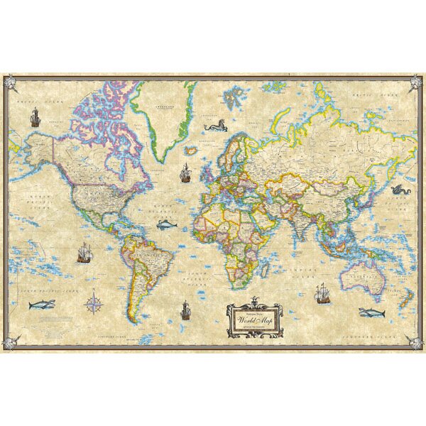 Map Of The World Rolled Universal Map Antique Style World Paper Rolled Map