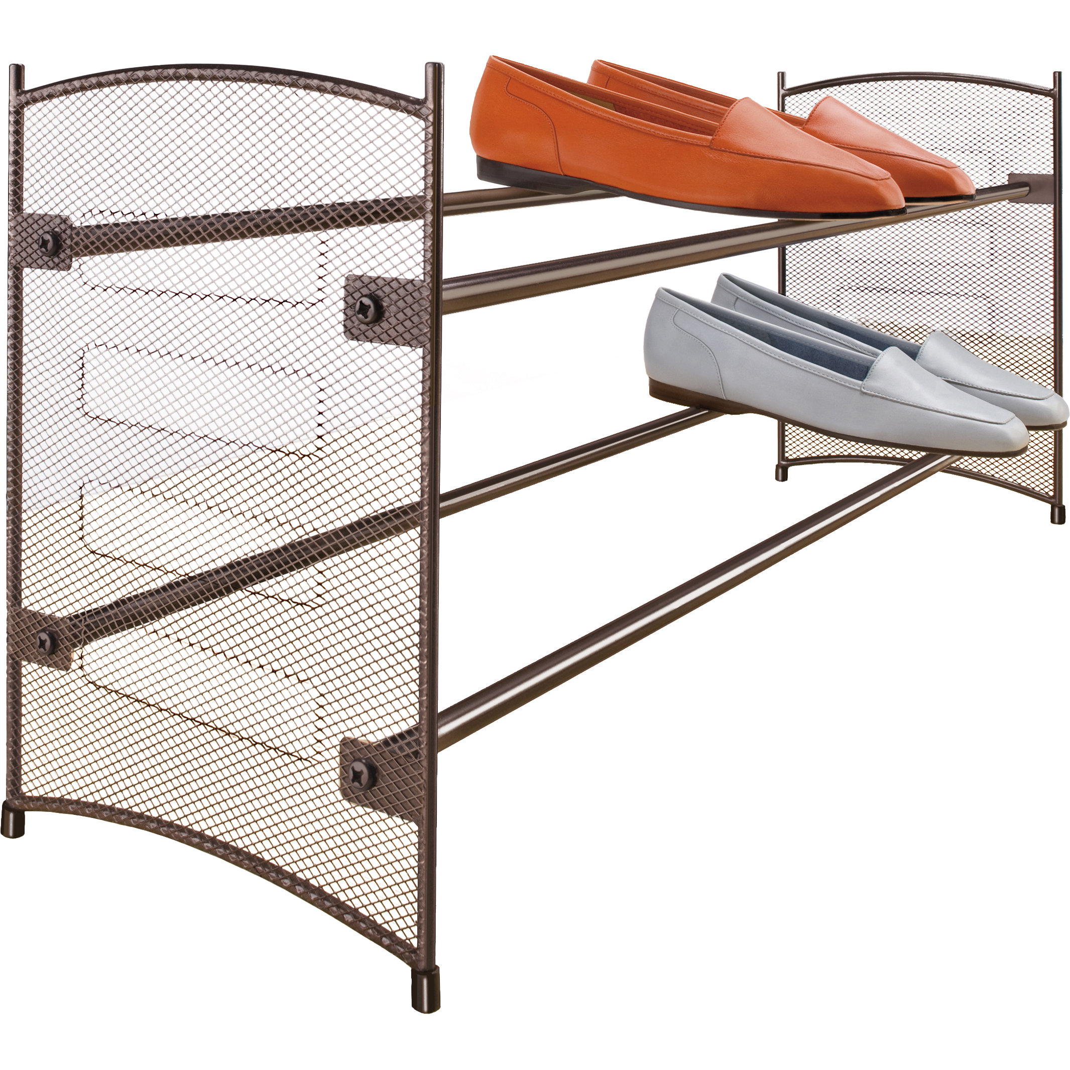 Expandable 2 Tier Stackable Shoe Rack Steel Mesh Shoe Shelf Wayfair