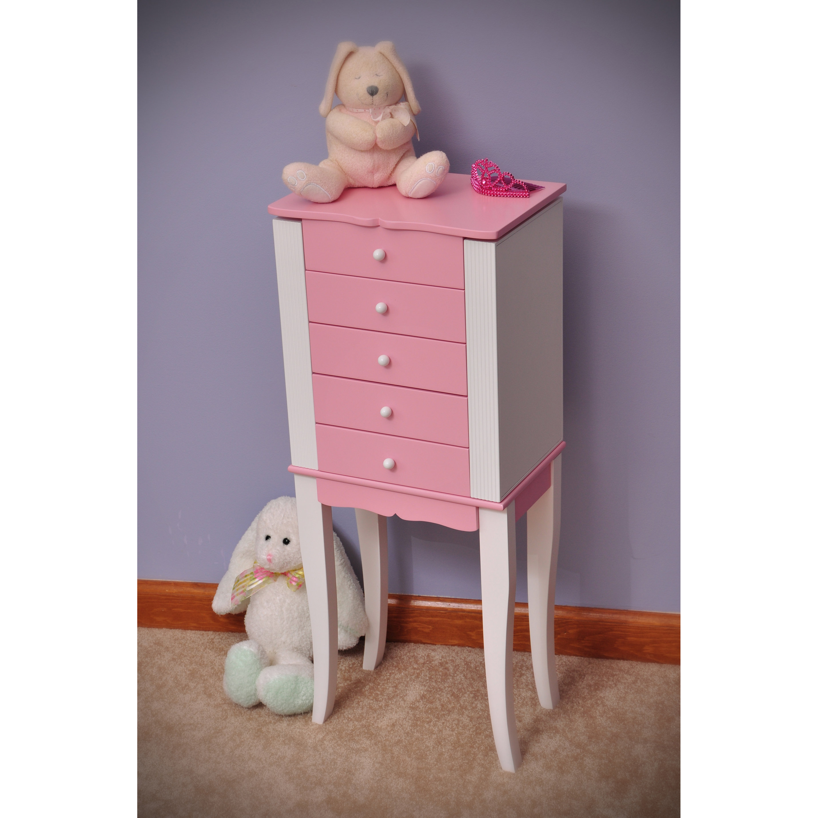 Louisa Girl's Jewelry Armoire in Pink and White Wayfair