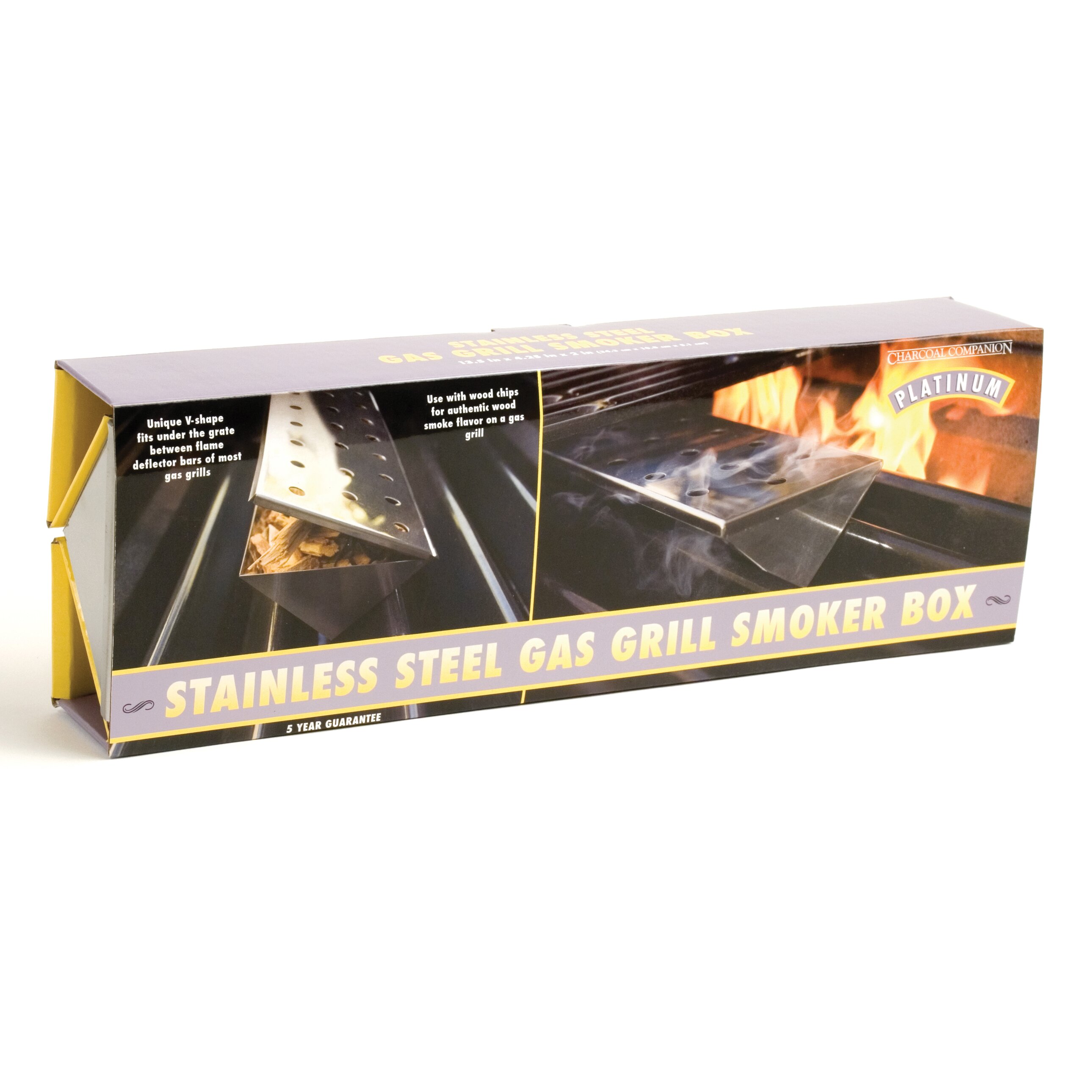 Charcoal Companion Platinum Gas Grill VShape Long Smoker Box 